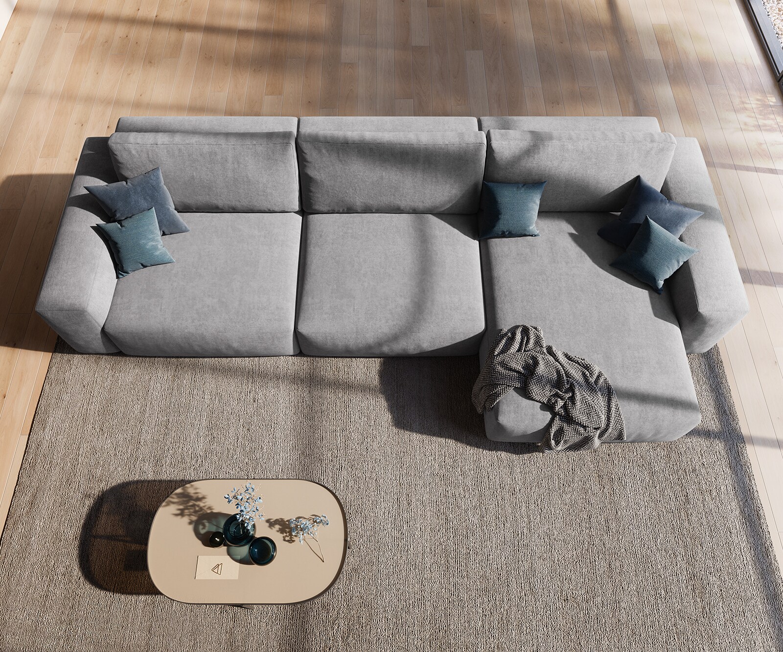 Hoekbank Lanzo XL 380x180 cm microvezel Grijs Variabele Rugleuning 3