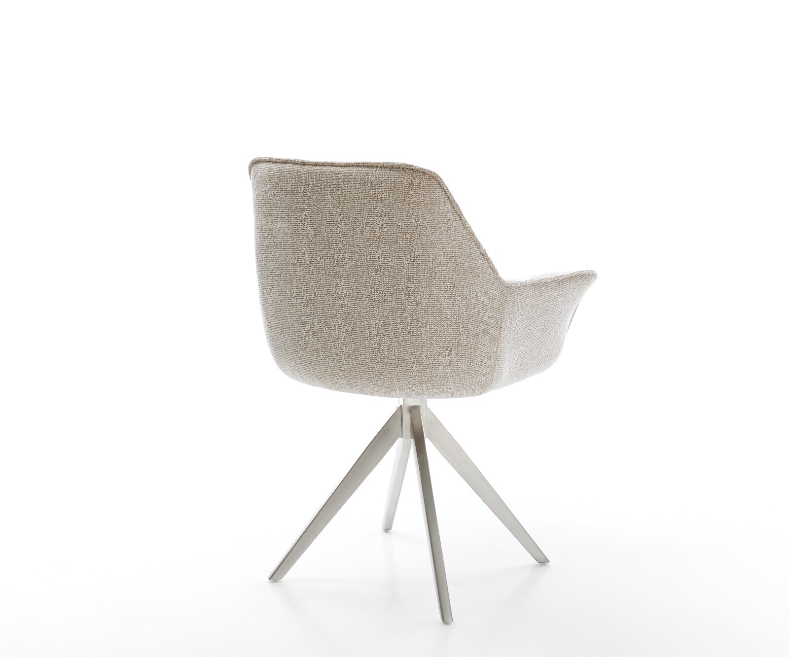 Draaistoel Kaira-Flex geweven stof beige kruisframe hoekig roestvrij staal 180° draaibaar 5