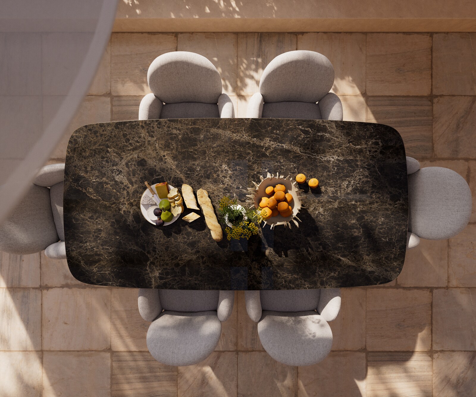 Outdoortafel Edge Boot 240x120 cm keramiek Laminam® Emperador Extra Lucidato donkerbruin kruispoot rechthoekig zwart 6