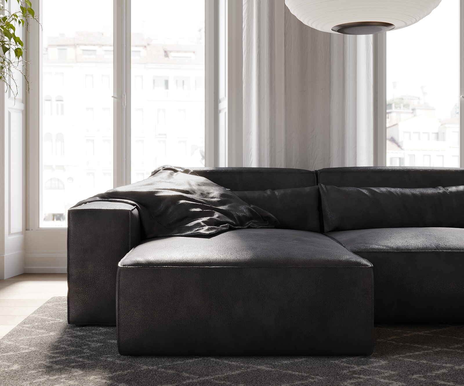 Hoekbank Sirpio 230x155 cm kunstleer vintage antraciet recamiere variabele 4
