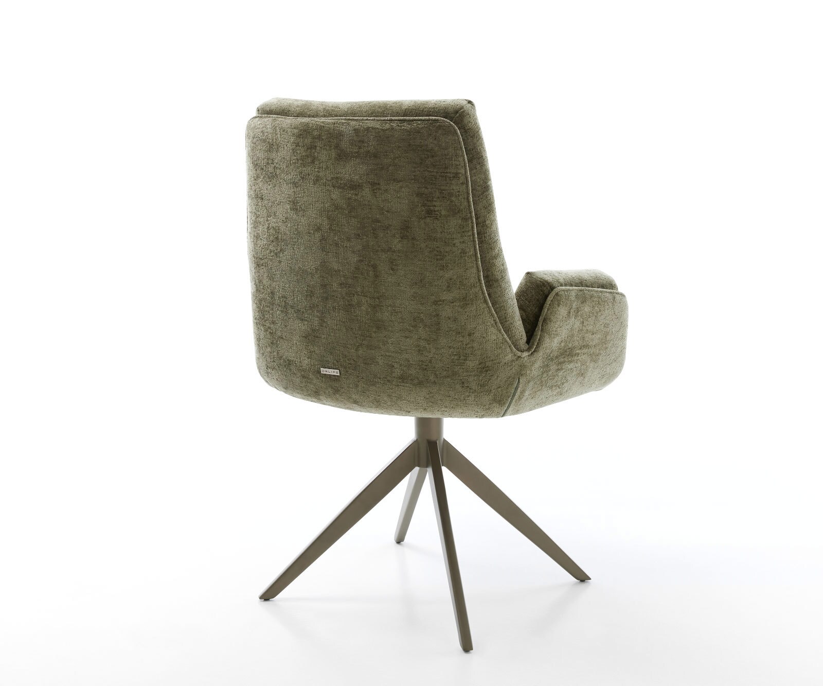 Draaistoel Clea-Flex chenille olijfgroen kruisframe breed afwerking met titanium 360° draaibaar 4 Draaistoel Clea-Flex chenille olijfgroen kruisframe breed afwerking met titanium 360° draaibaar 4