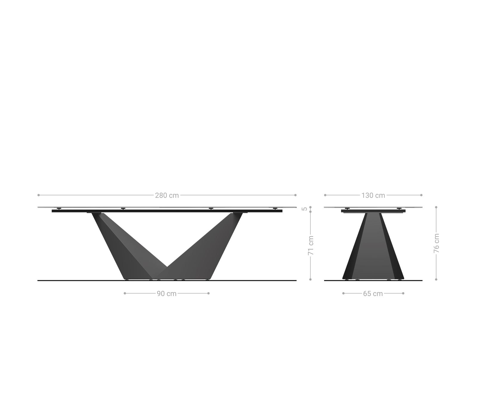 Eettafel Edge Oval 280x130 keramiek  Laminam® Emperador Extra Lucidato donkerbruin Prisma metaal goud 8