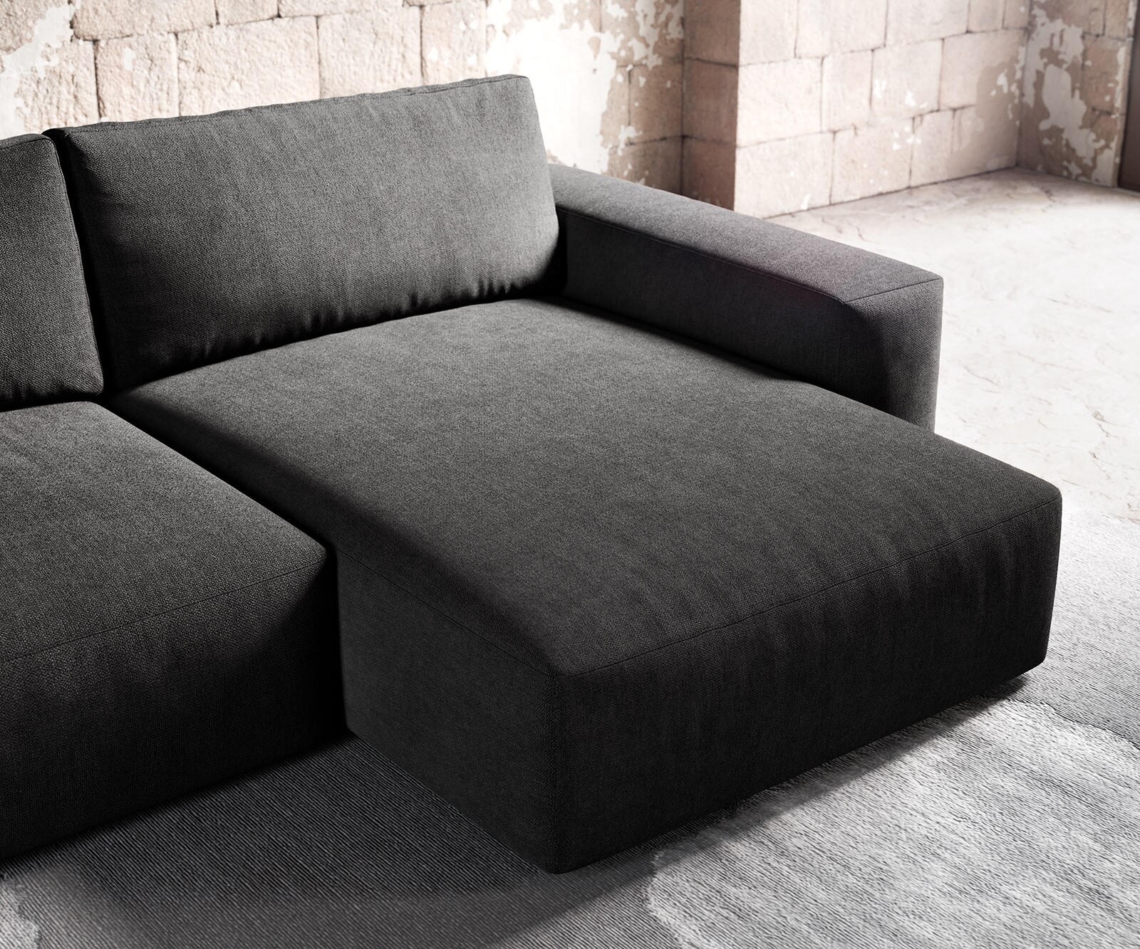 Hoekbank Lanzo XL 270x180 cm microvezel Zwart Recamiere variabel met poef 4 Hoekbank Lanzo XL 270x180 cm microvezel Zwart Recamiere variabel met poef 4