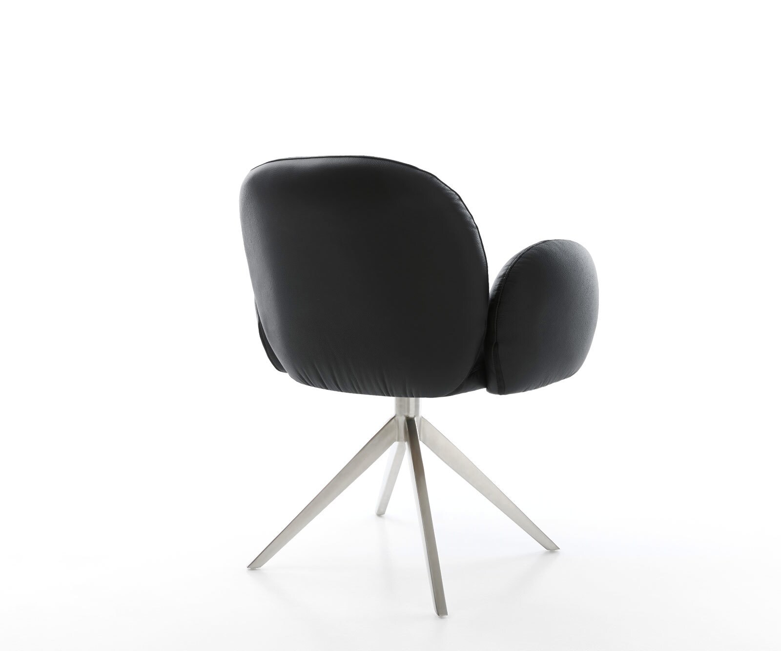 Draaistoel Nube-Flex met armleuning echt leer zwart kruisframe breed roestvrij staal 360° draaibaar rocker-functie pocketveer kern 4