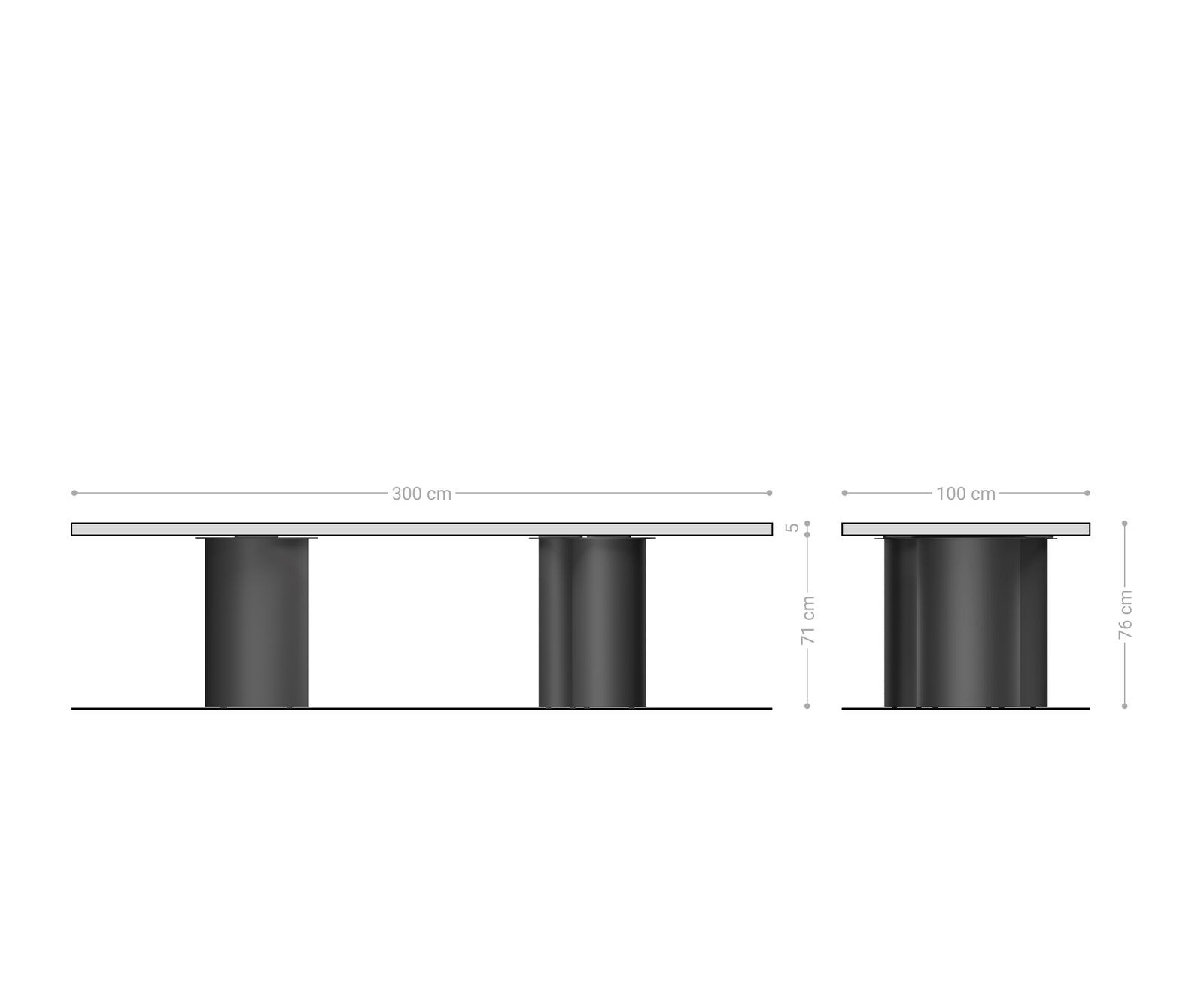 Eetkamertafel Edge 300x100 XL acacia bruin Troa roestvrij staal grafiet Live-Edge 6