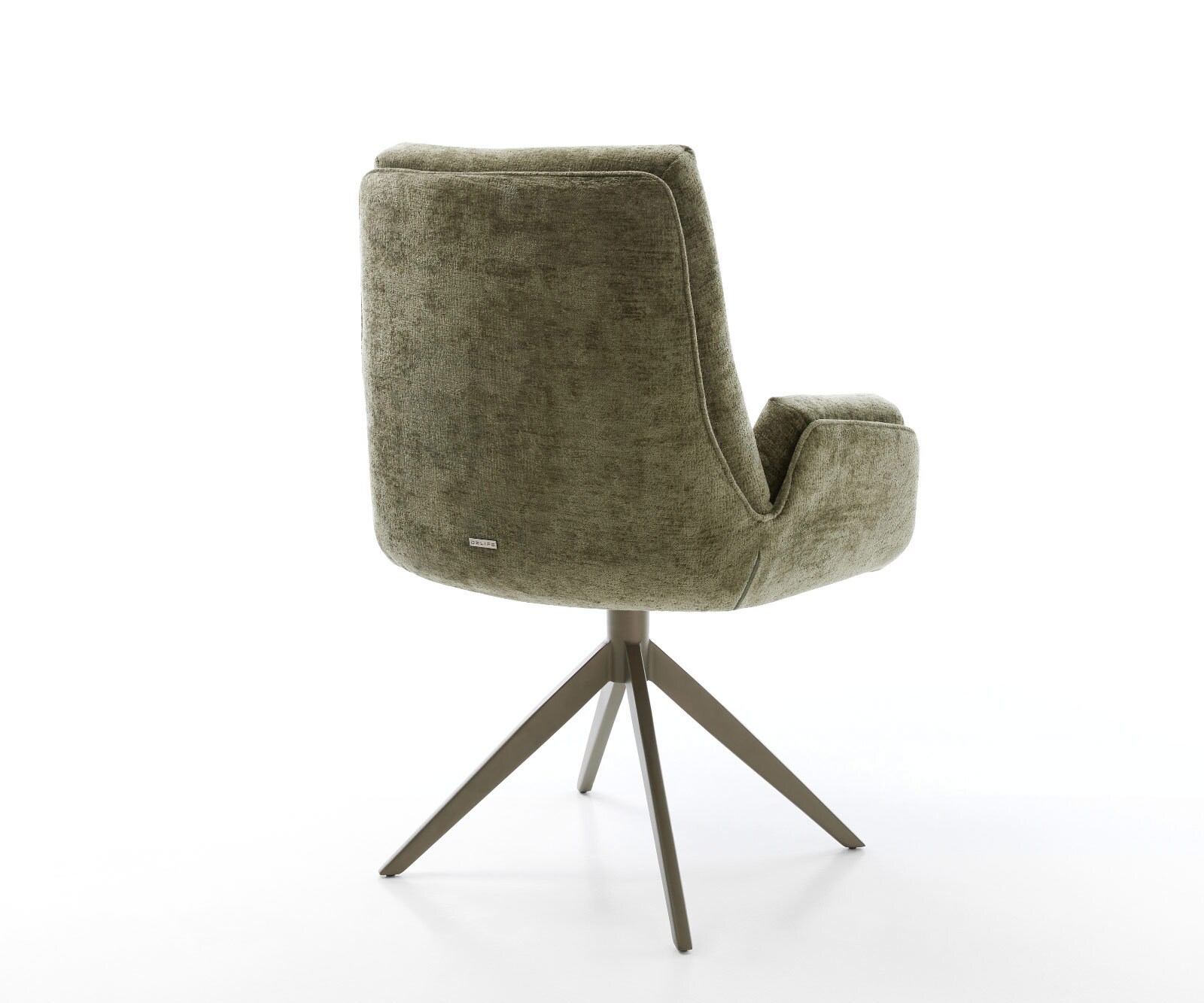 Draaistoel Clea-Flex chenille olijfgroen kruisframe breed afwerking met titanium 360° draaibaar rocker-functie 4