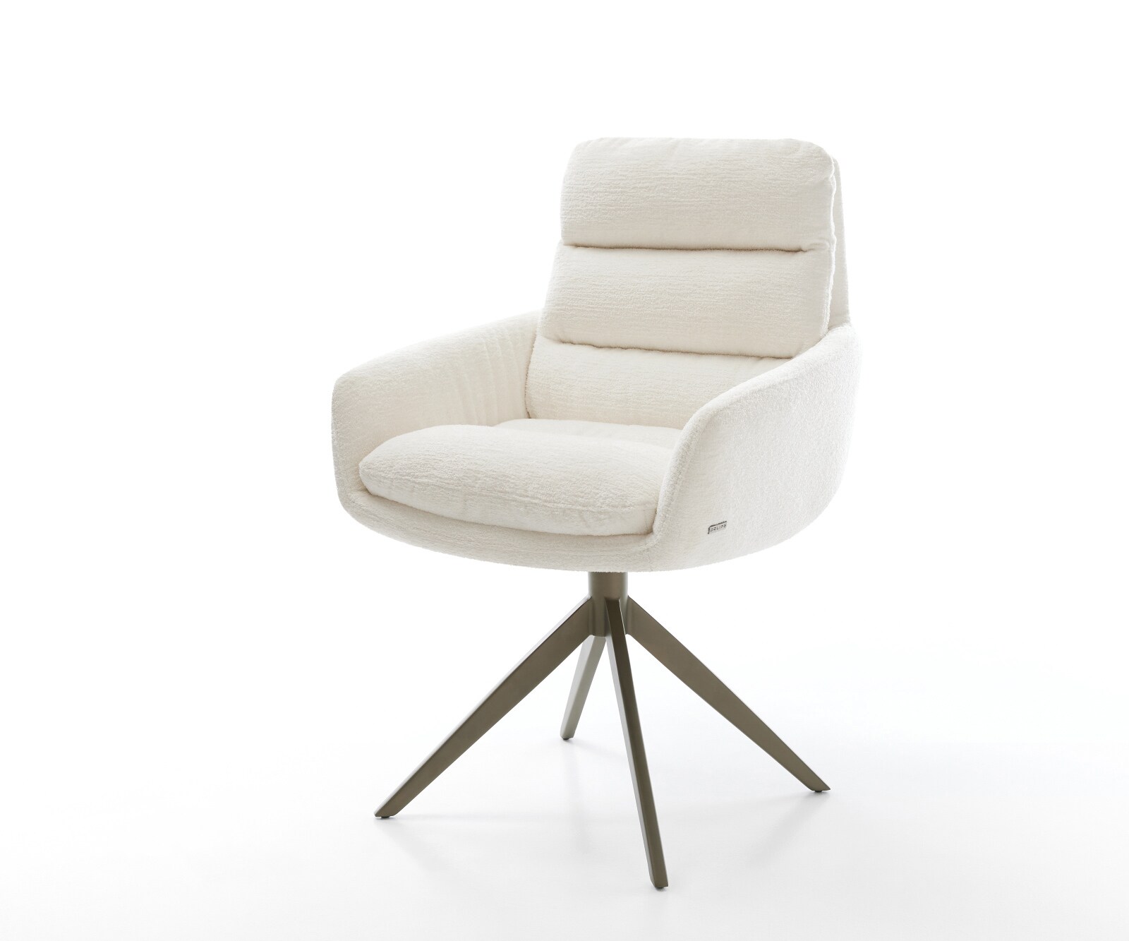 Draaistoel Abelia-Flex met armleuning bouclé zacht beige kruisframe breed afwerking met titanium 360° draaibaar rocker-functie 1