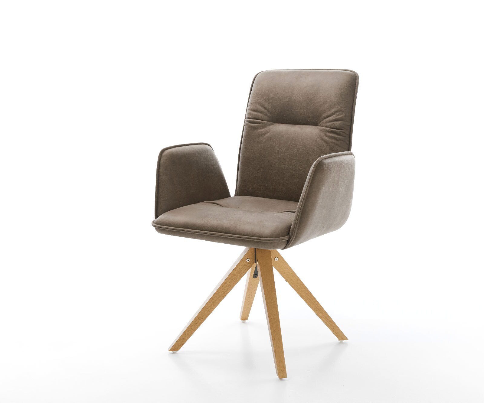 Eetkamerstoel Vinja-Flex microvelours taupe vintage houten frame hoekig natuur
