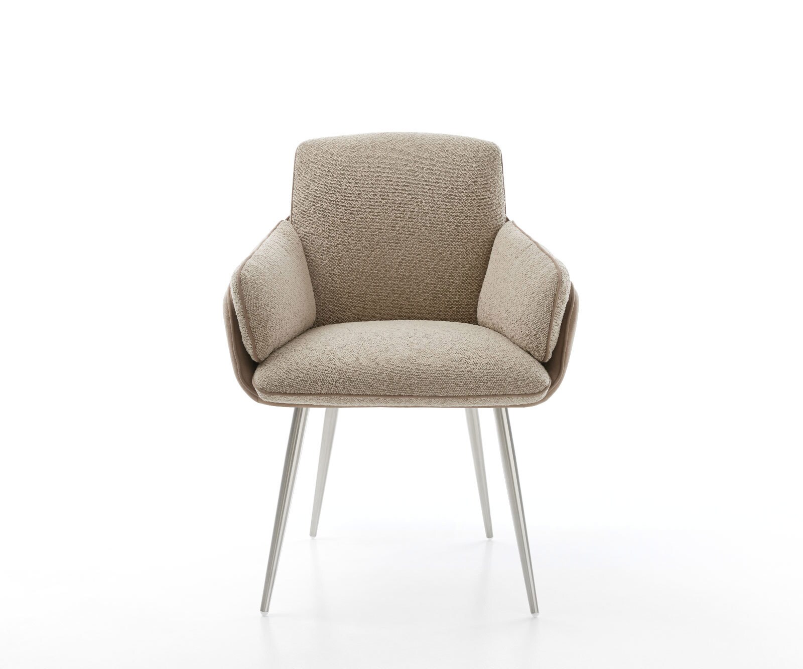 Eetkamerstoel Luan-Flex met armleuning materiaalmix mud 4-poot conisch roestvrij staal 1 Eetkamerstoel Luan-Flex met armleuning materiaalmix mud 4-poot conisch roestvrij staal 1