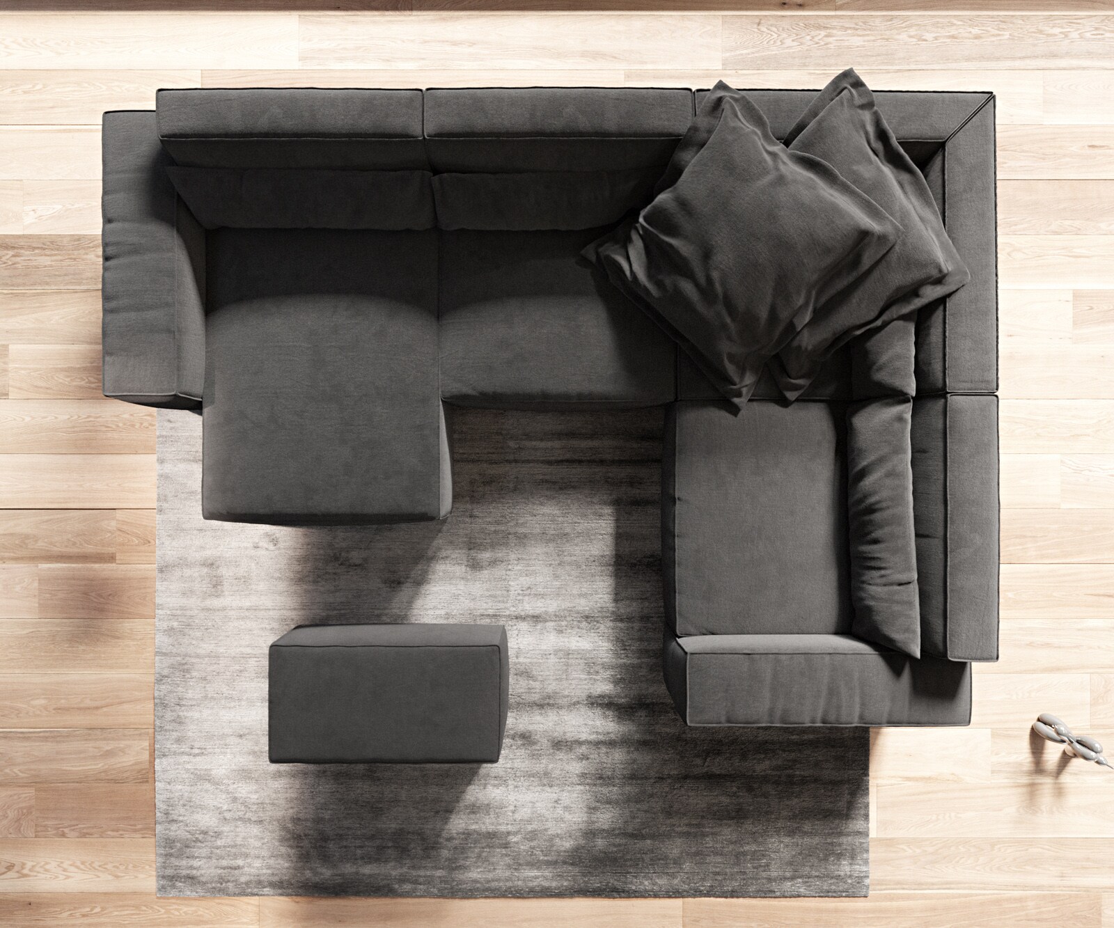 Woonkamerlandschap Sirpio 300x210 cm microvezel Zwart recamiere variabel met kurk 7