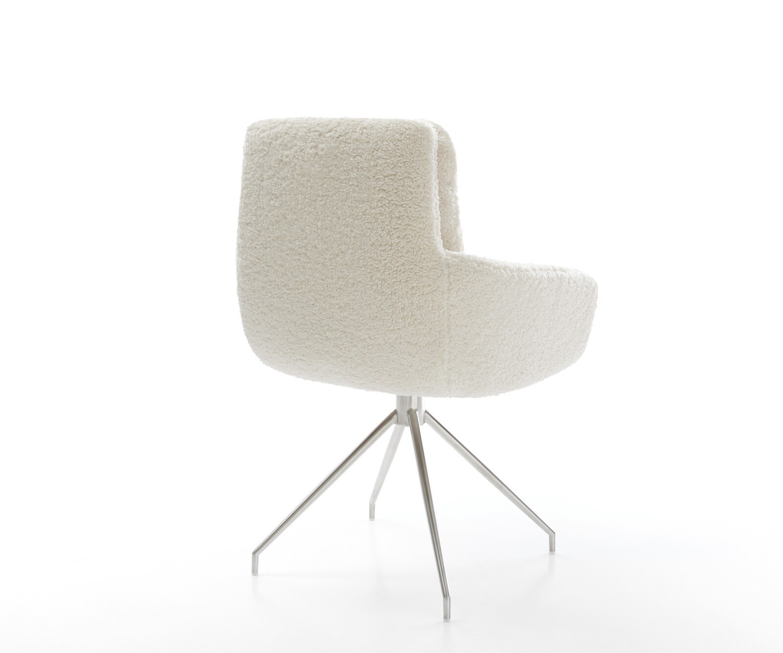 Eetkamerstoel Abelia-Flex met armleuning teddy beige kruisframe conisch roestvrij staal 5