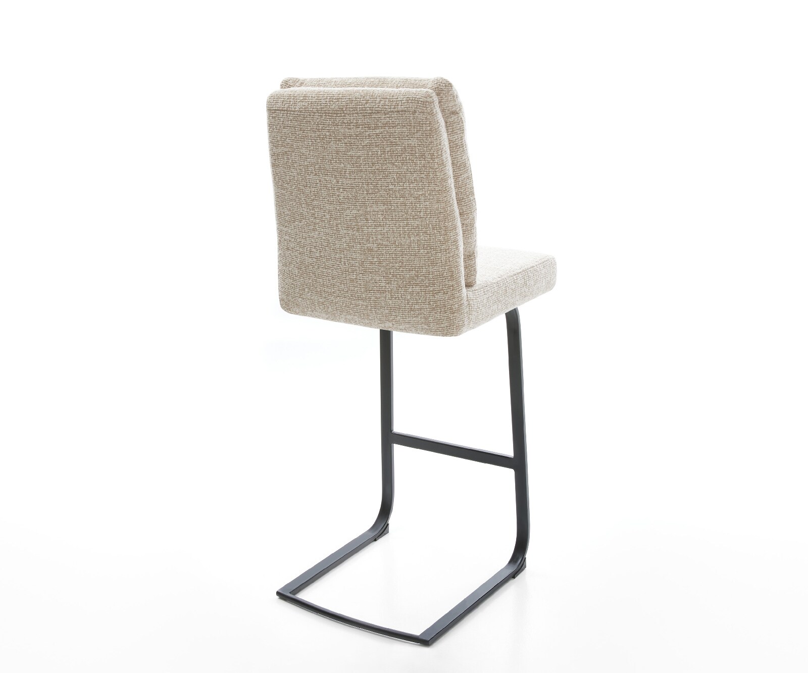 Barstoel Pela-Flex Zachte Geweven stof Beige Vrijkantelframe plat metaal Zwart 5
