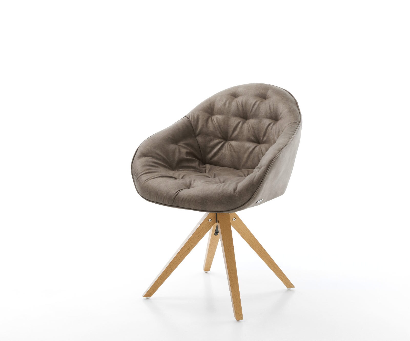 Eetkamerstoel Gaio-Flex microvelours taupe vintage houten frame hoekig natuur