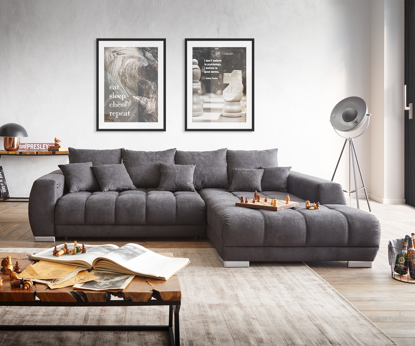 Woonlandschap Nabor 300x230 cm microvezel zwart recamiere rechts incl. elektrische uittrekfunctie Woonlandschap Nabor 300x230 cm microvezel zwart recamiere rechts incl. elektrische uittrekfunctie