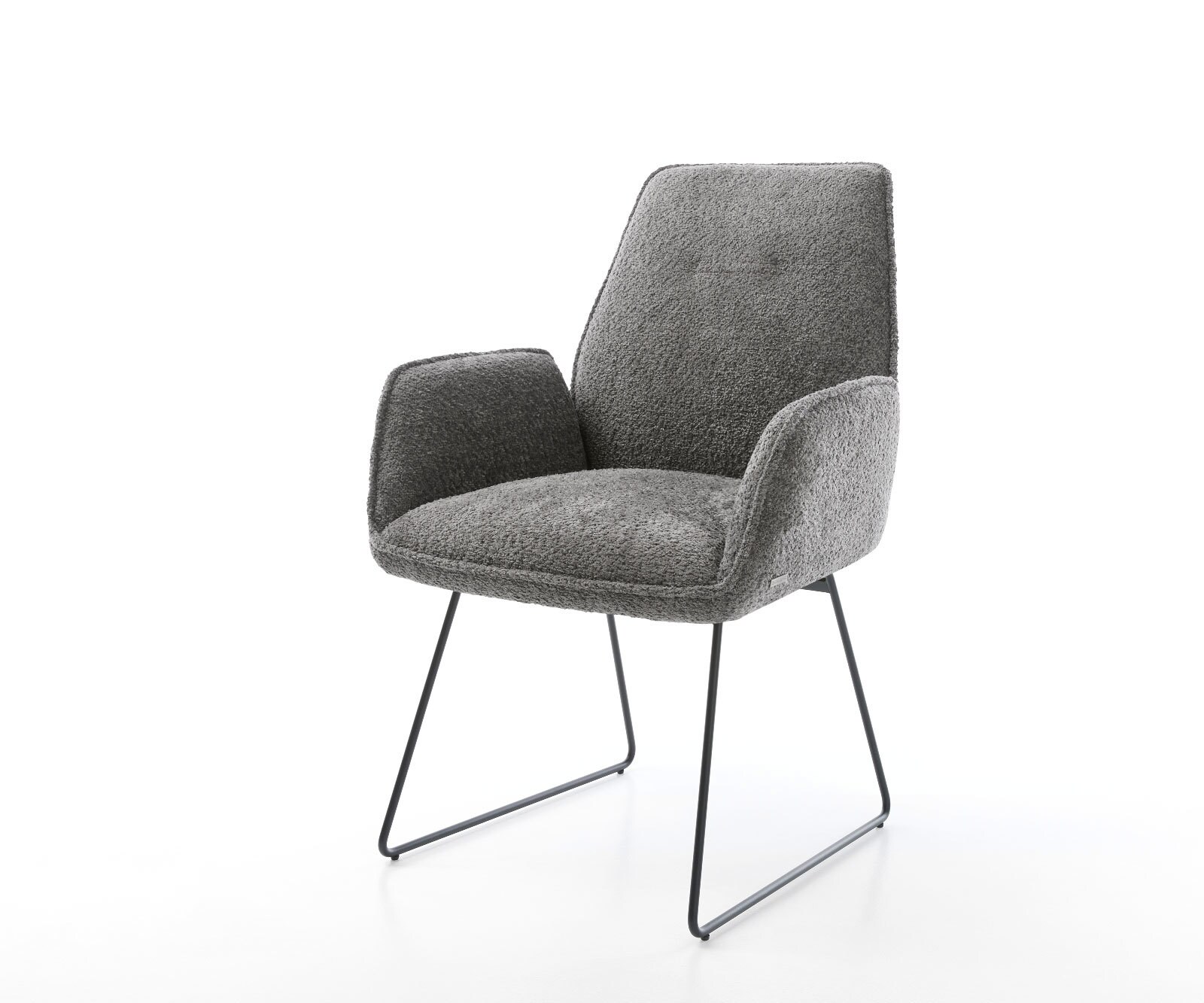 Eetkamerstoel Zoa-Flex bouclé grijs slipframe zwart pocketveer kern