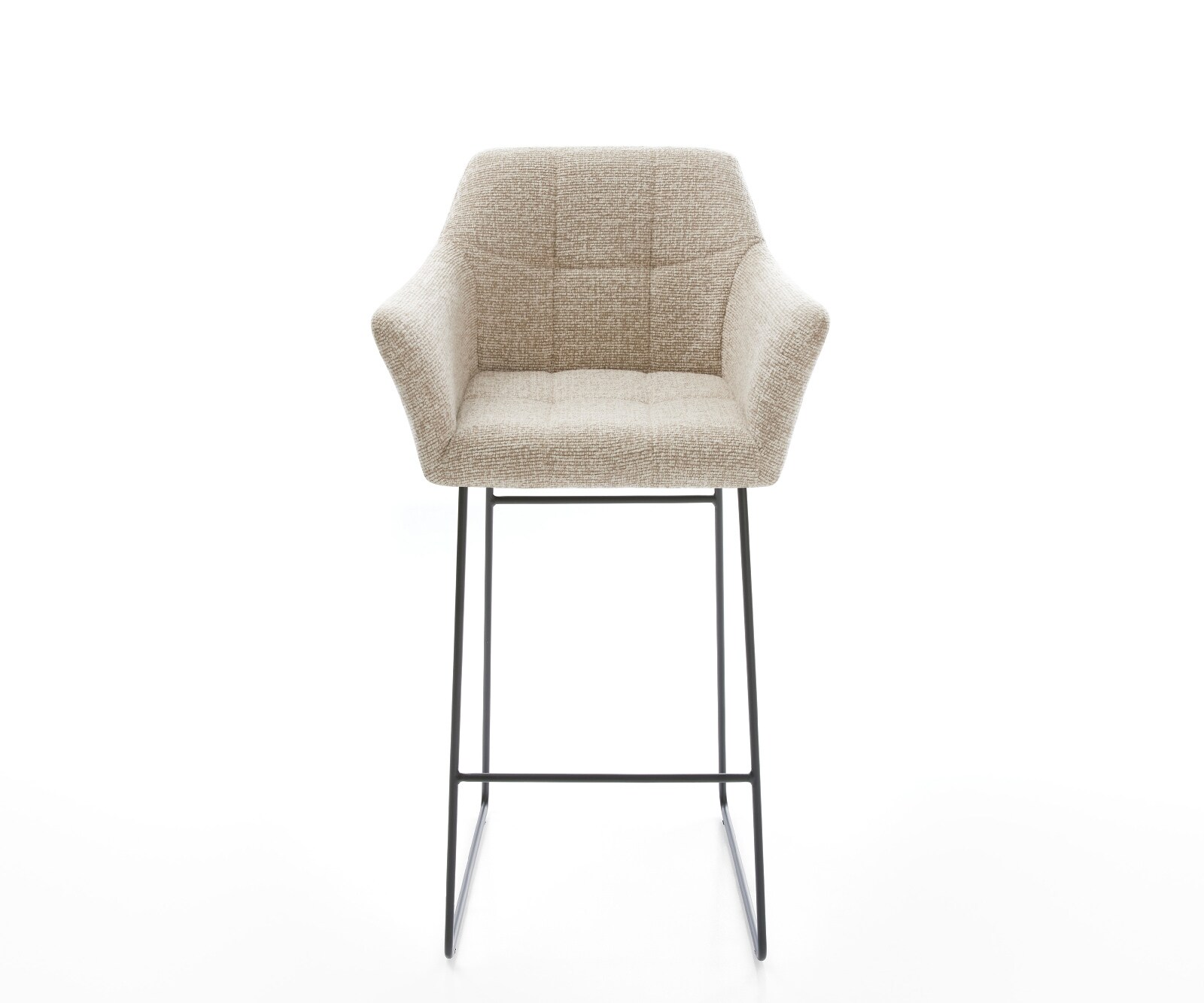 Barstoel Yulo-Flex Zachte Geweven stof Beige Sledeonderstel metaal zwart Zwart 1