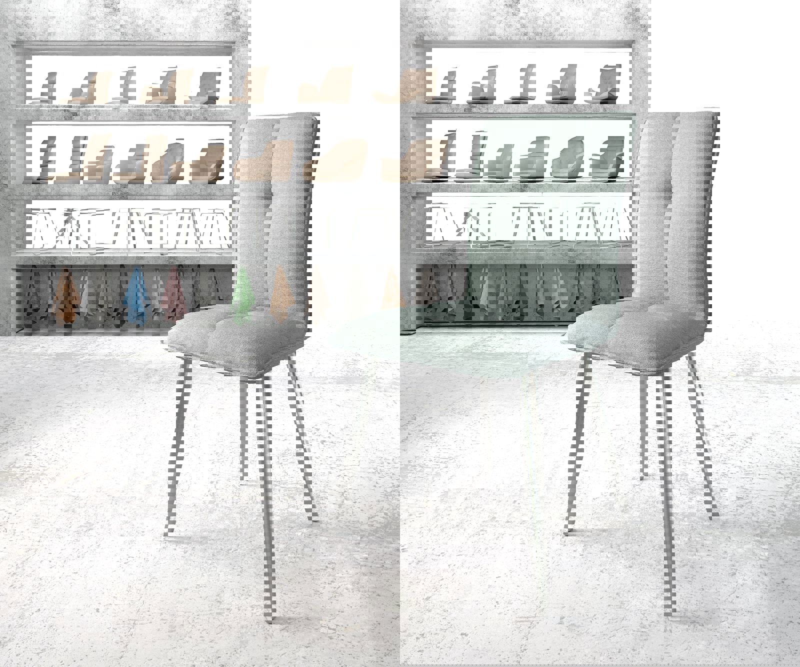 Eetkamerstoel Maddy-Flex stripes mint 4-poot conisch roestvrij staal Eetkamerstoel Maddy-Flex stripes mint 4-poot conisch roestvrij staal