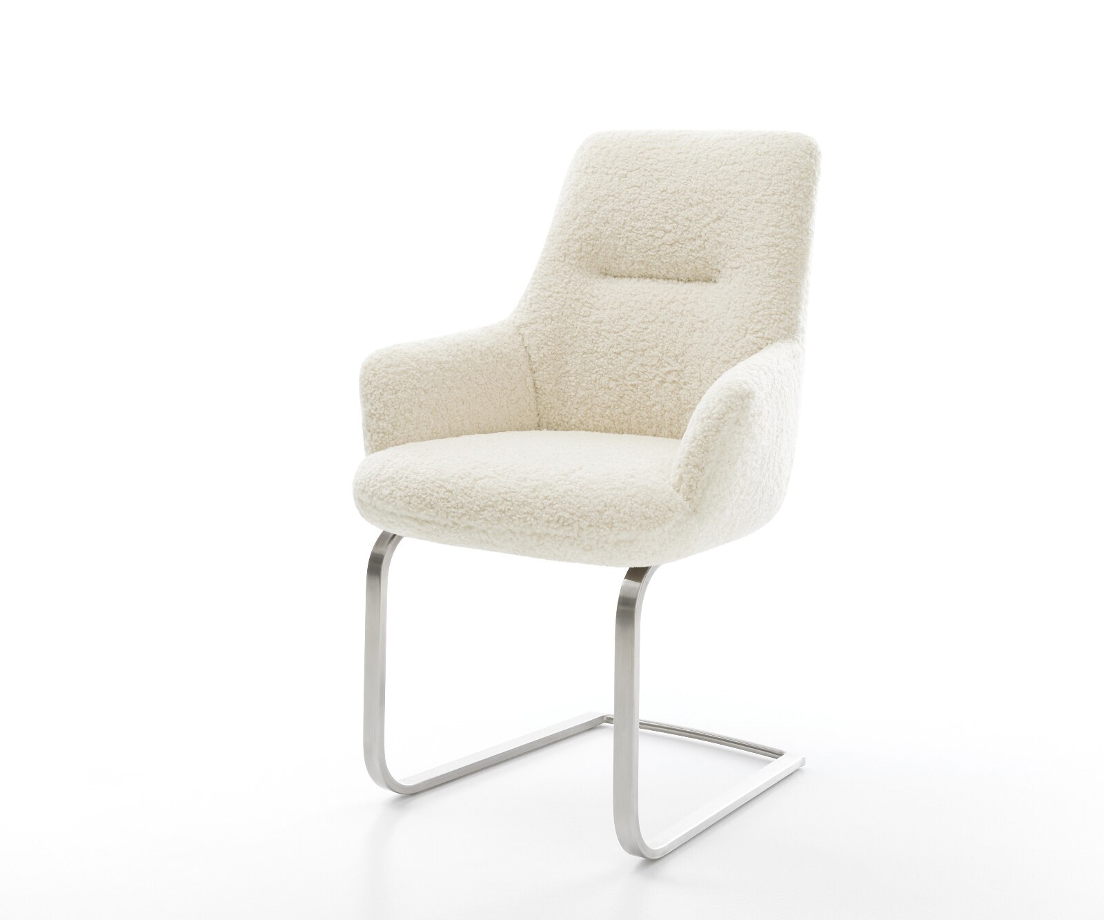 Sledemodel Zelia-Flex met armleuning teddy beige sledemodel vlak roestvrij staal pocketveer kern 1