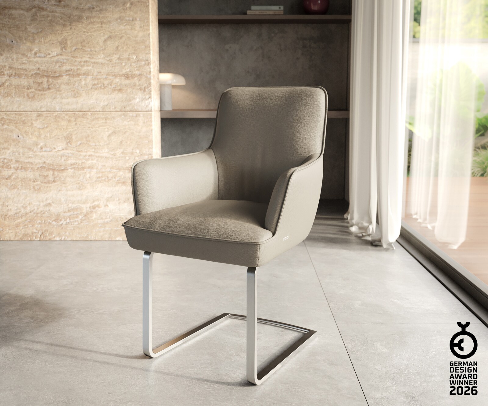 Eetkamertafel Edge 200-300x100 keramiek Laminam®Statuarietto Weiß kruisframe rechthoek RVS uitschuifbaar