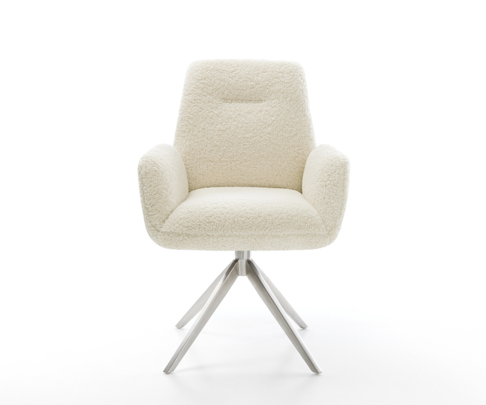 Draaistoel Zoa-Flex teddy beige kruisframe breed roestvrij staal 360° draaibaar rocker-functie pocketveer kern 2