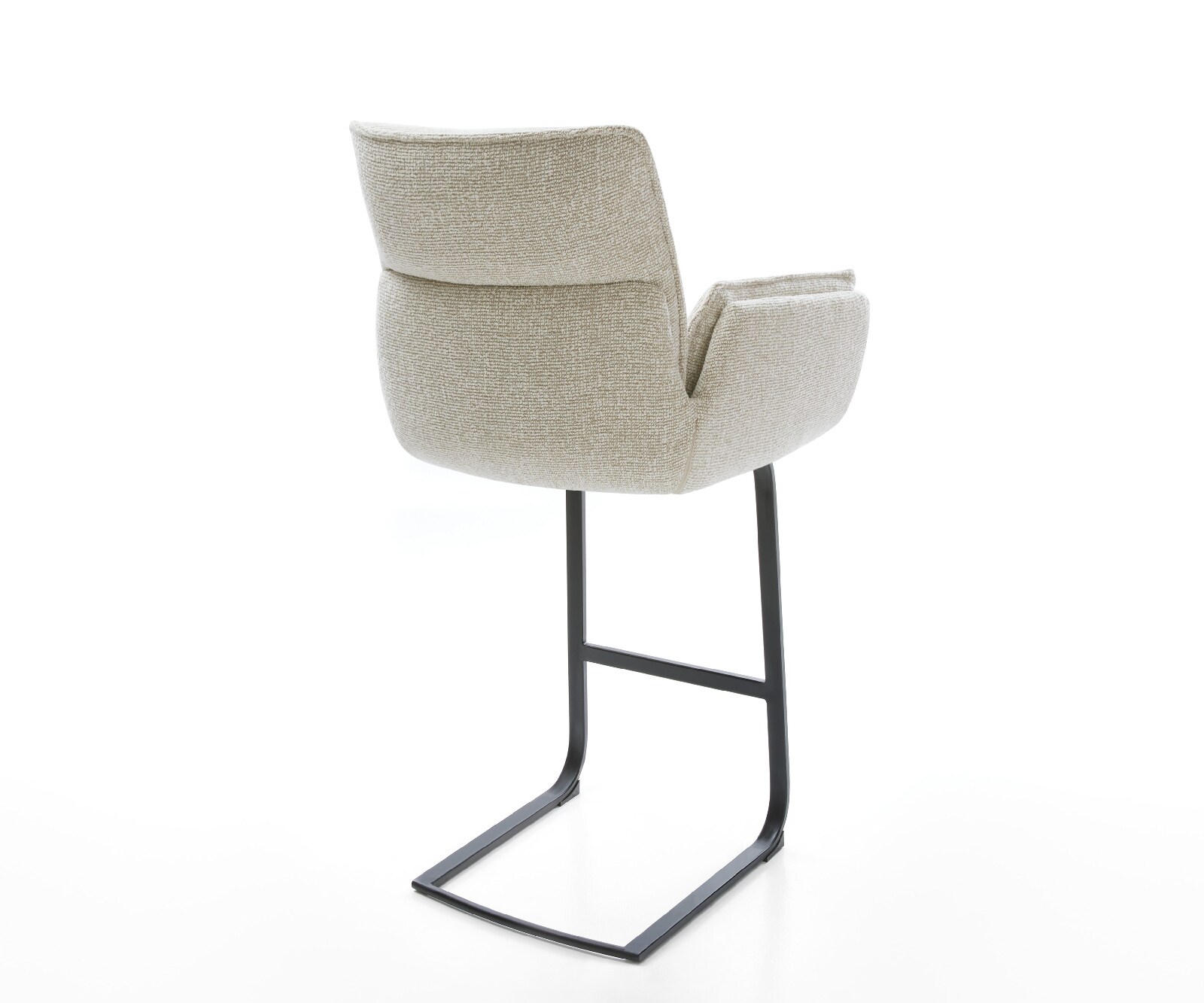 Barstoel Nela-Flex Zachte Geweven stof Beige Vrijkantelframe plat metaal Zwart 5