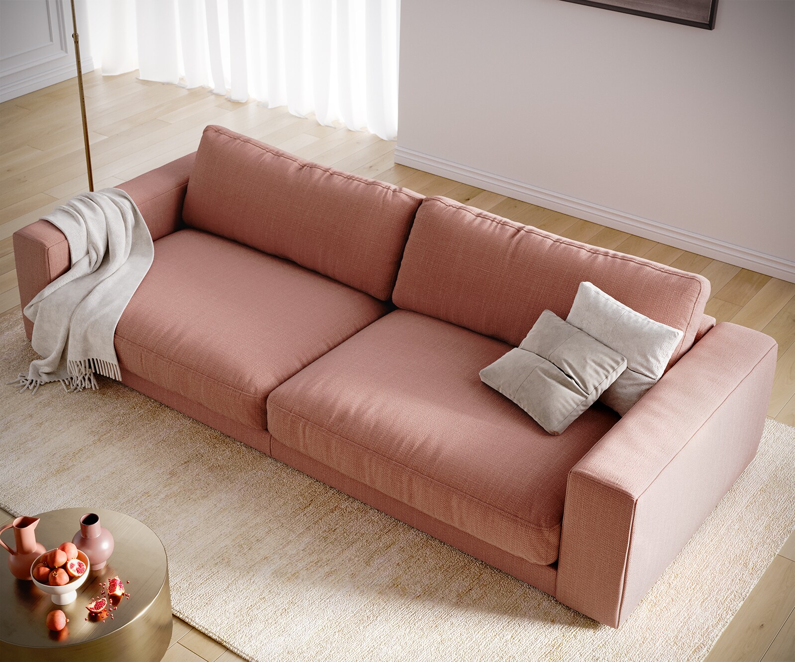 Big-Sofa Cubico 290x120 cm vlak geweven orange 3
