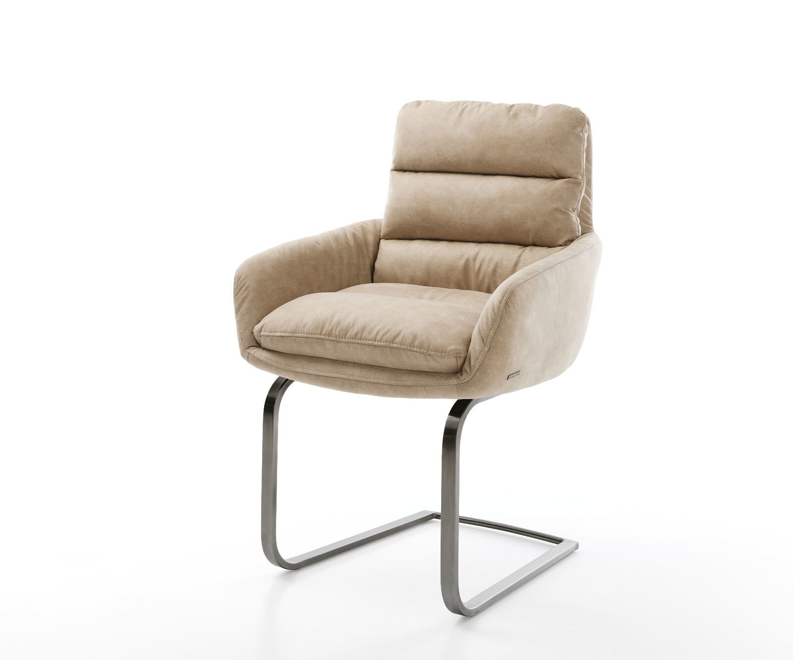Sledemodel Abelia-Flex met armleuning microvelours beige vintage sledemodel vlak grafiet 1