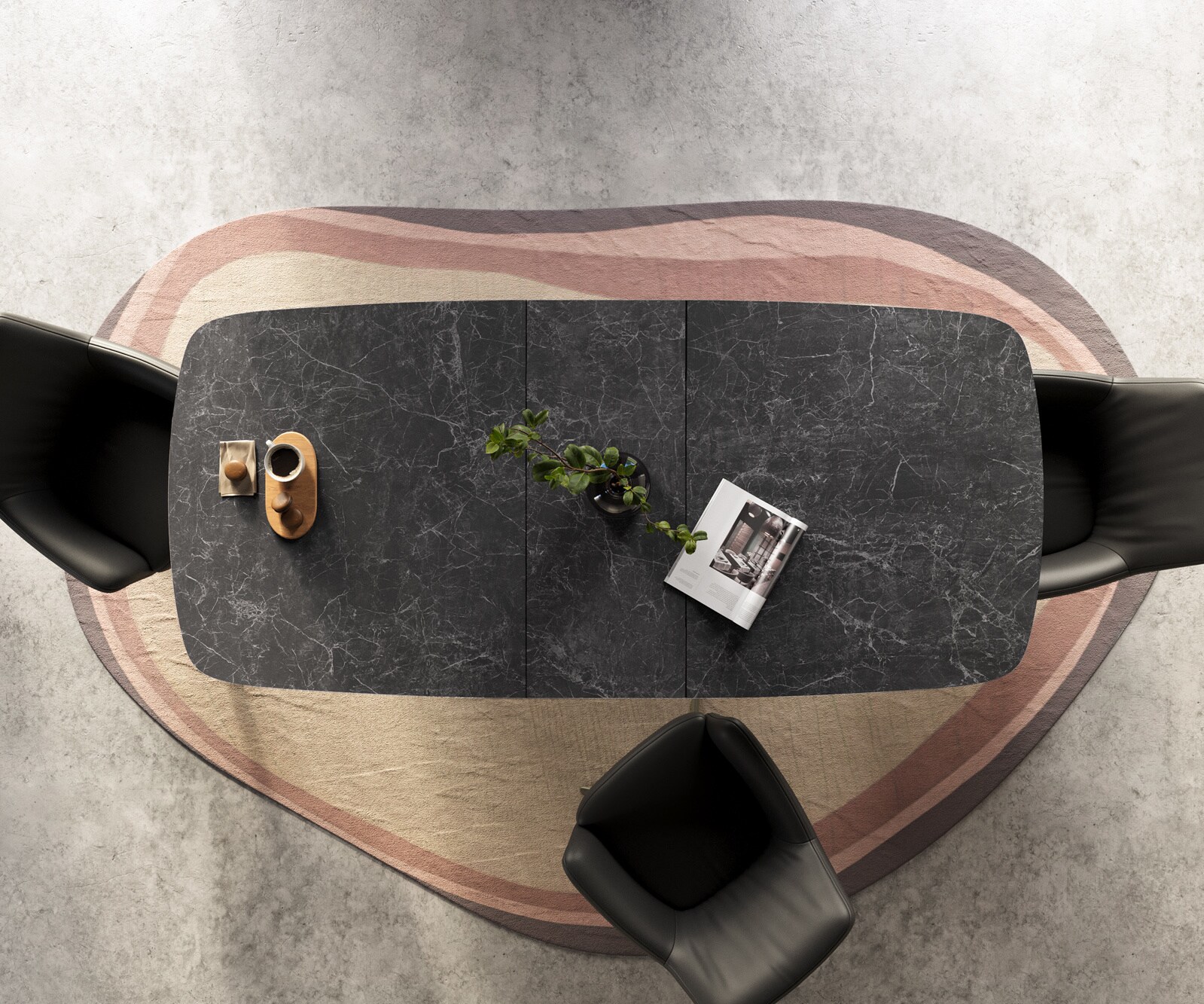 Eettafel Edge Boot 180-220x100 cm Keramiek Laminam® Nero Greco Anthrazit Spider Metaal Effectafwerking Titan uitschuifbaar 7