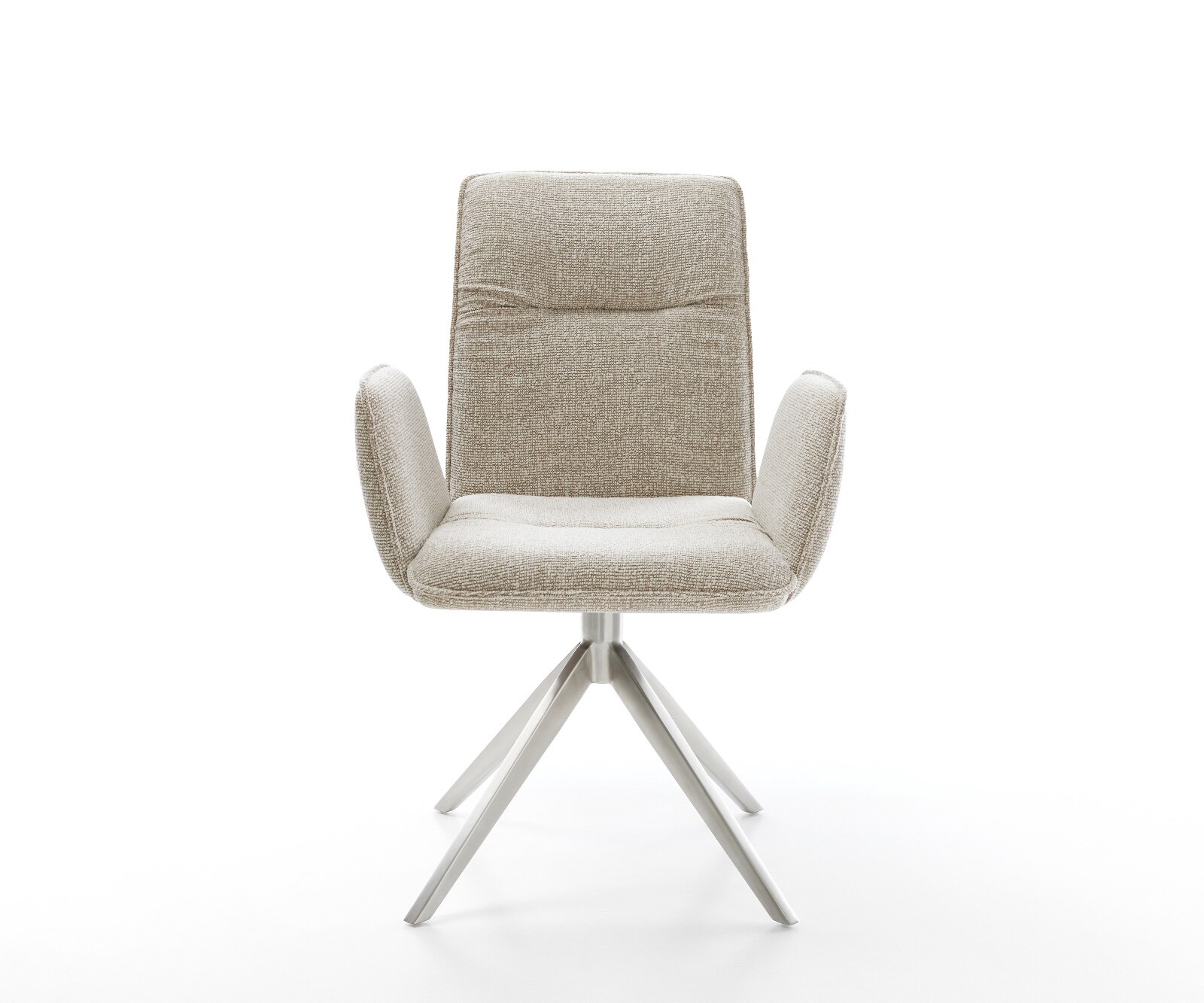 Draaistoel Vinja-Flex geweven stof beige kruisframe breed roestvrij staal 360° draaibaar rocker-functie 2
