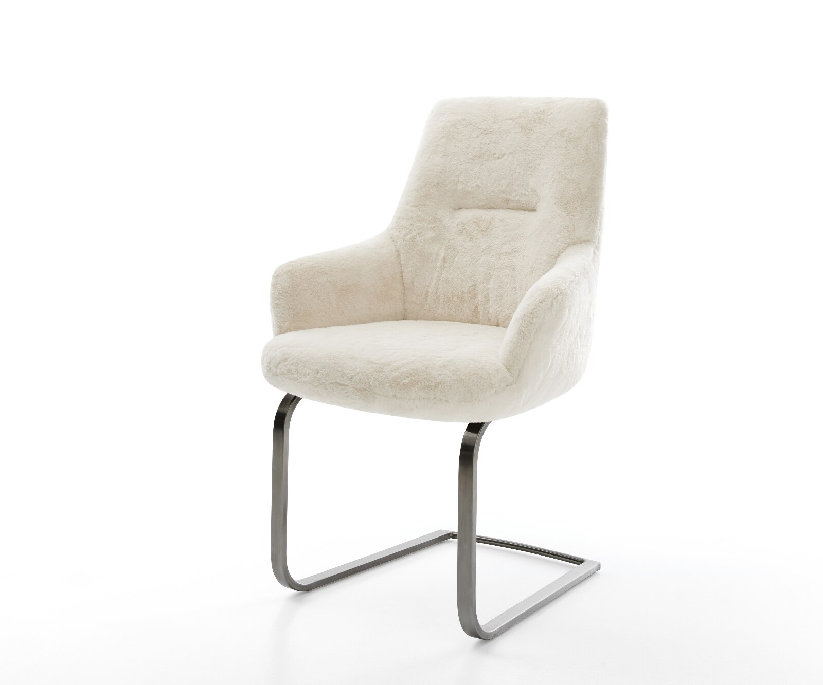 Sledemodel Zelia-Flex met armleuning pluchen crème-wit sledemodel vlak grafiet pocketveer kern