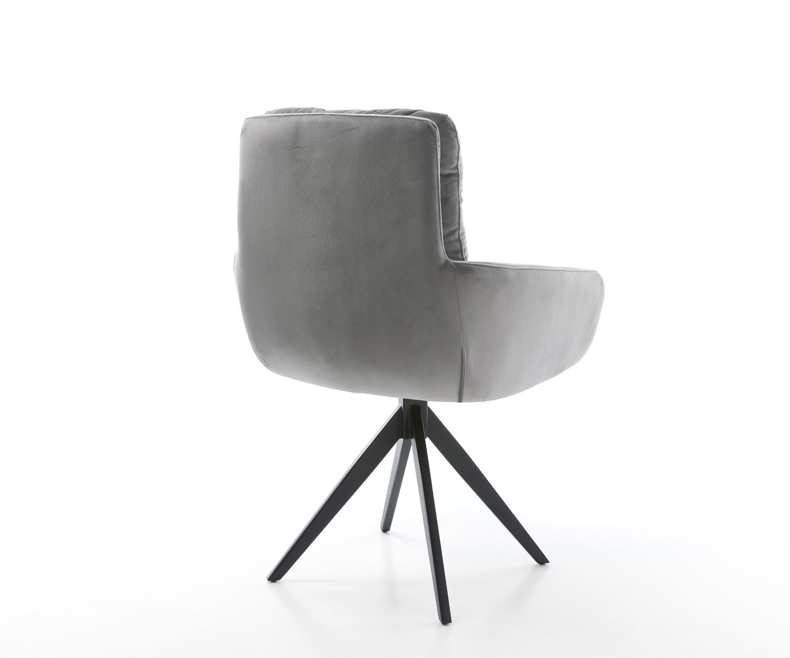 Eetkamerstoel Abelia-Flex met armleuning fluweel grijs kruisframe hoekig zwart 5