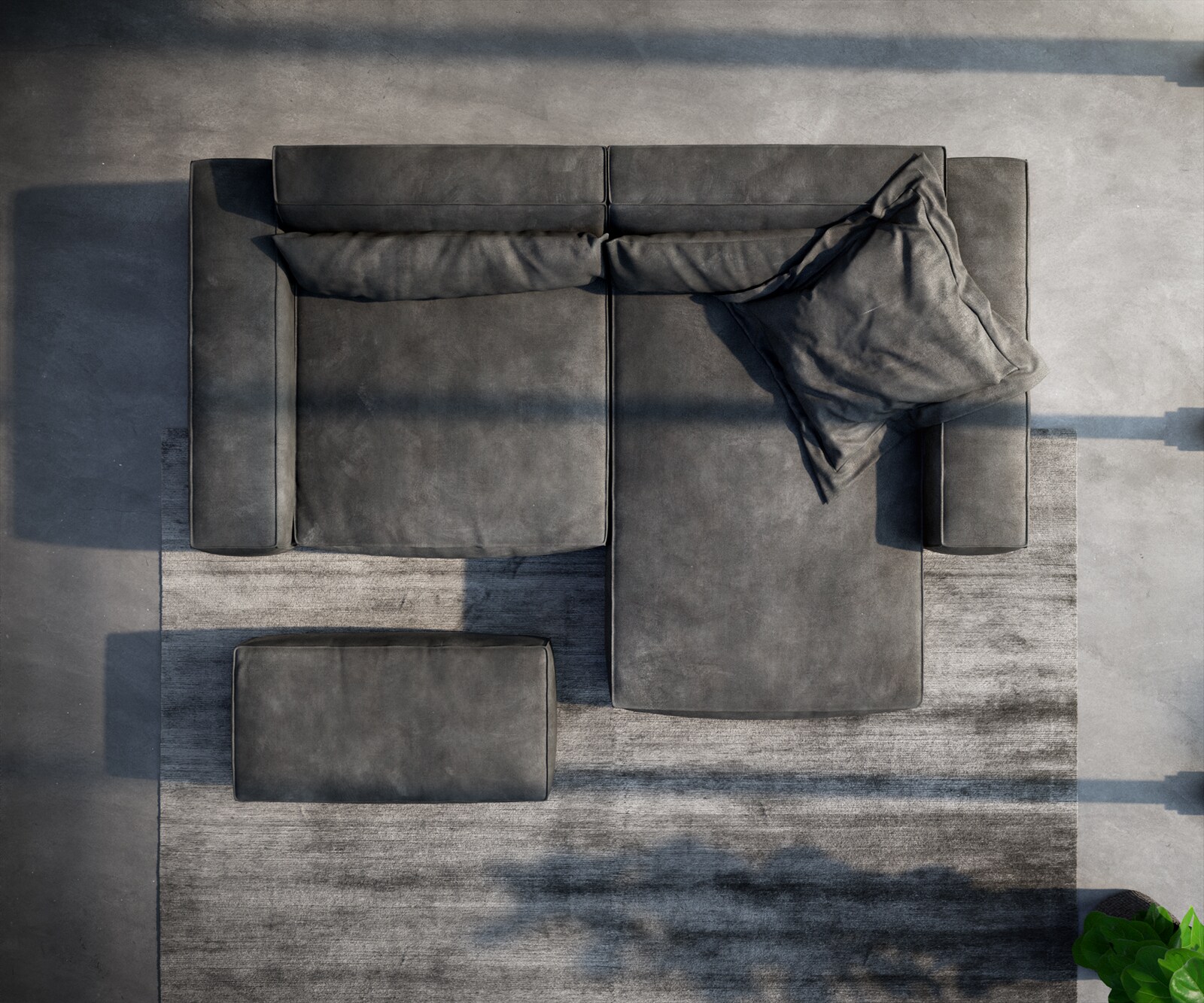 Hoekbank Sirpio XL 270x170 cm kunstleer vintage antraciet variabele rugleuning met kruk 3