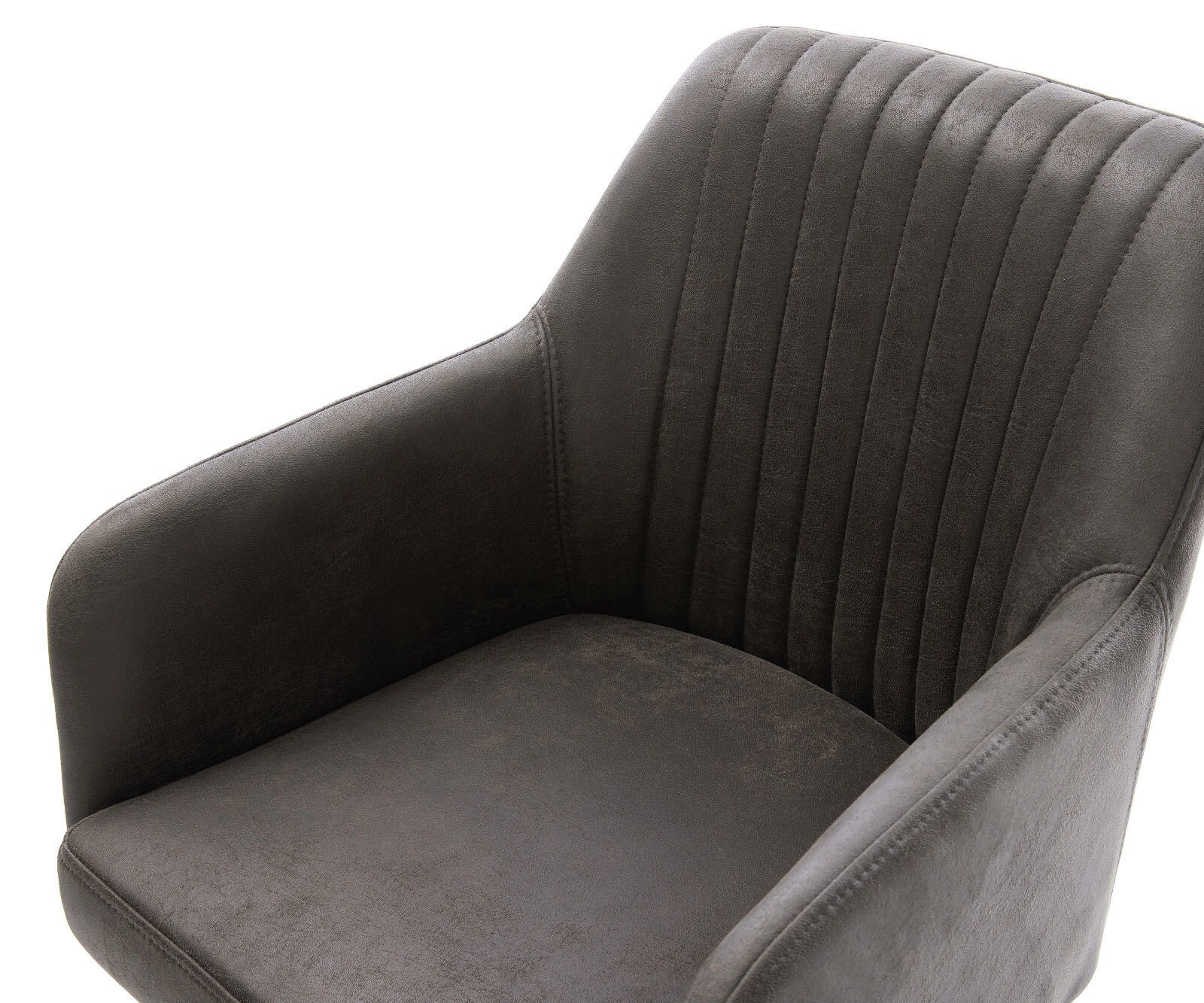Eetkamerstoel Greg-Flex microvelours antraciet vintage kruisframe breed roestvrij staal pocketveer kern 4