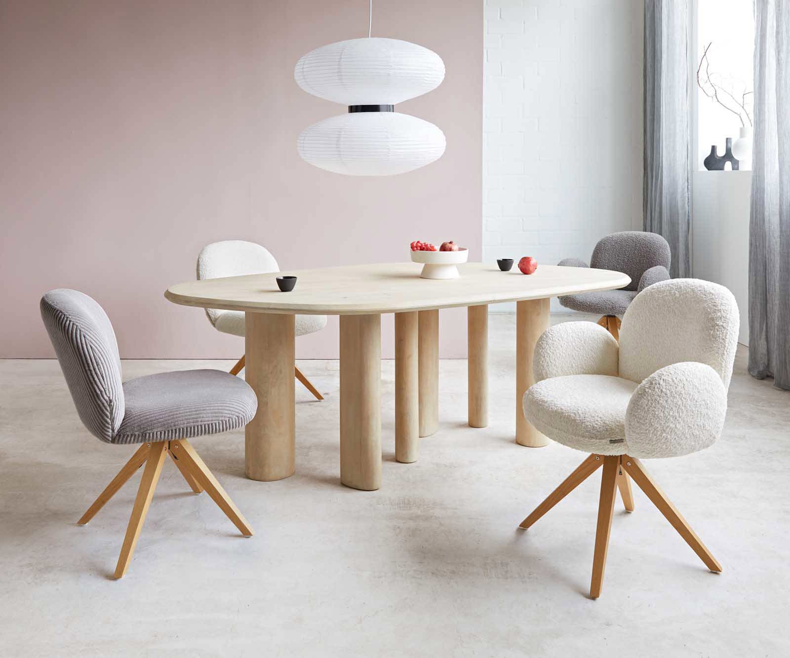 Draaistoel Nube-Flex met armleuning bouclé zilver grijs houten frame hoekig natuur 180° draaibaar pocketveer kern 3 Draaistoel Nube-Flex met armleuning bouclé zilver grijs houten frame hoekig natuur 180° draaibaar pocketveer kern 3