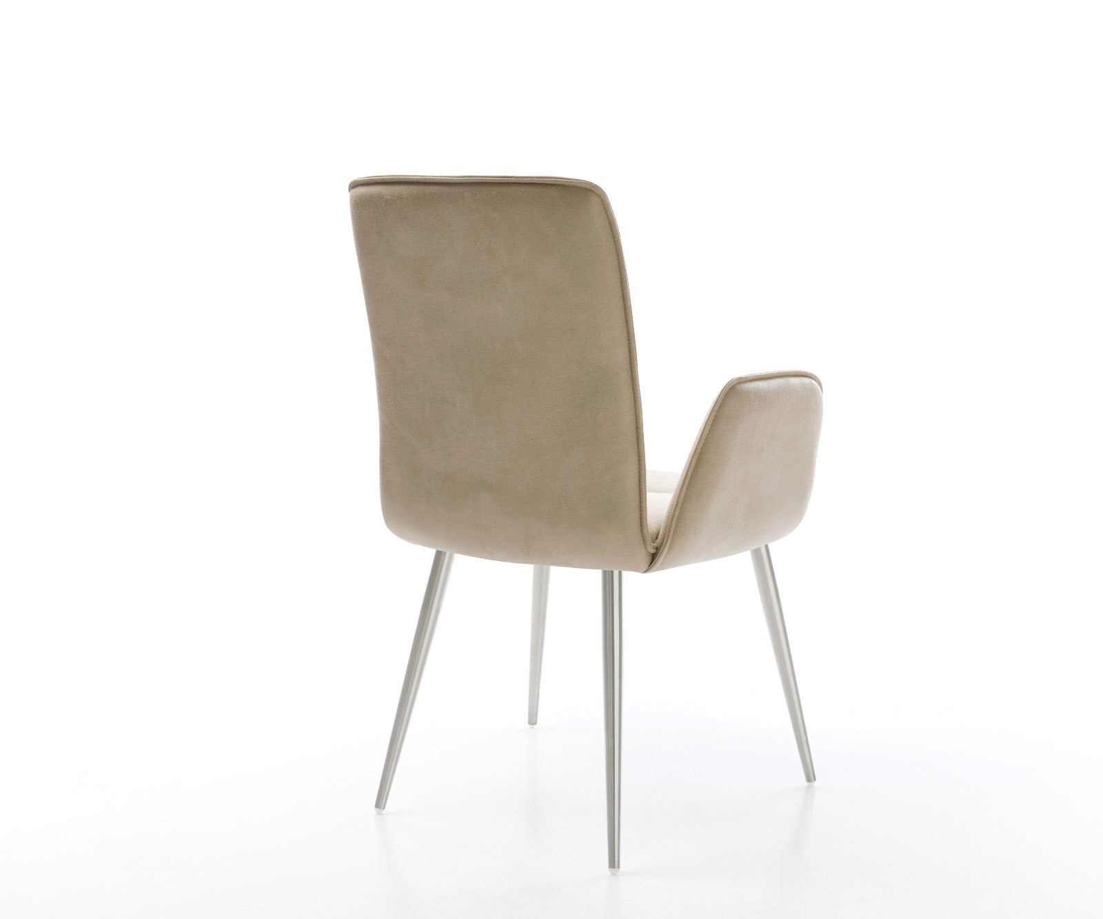 Eetkamerstoel Vinja-Flex microvelours beige vintage 4-poot conisch roestvrij staal 4 Eetkamerstoel Vinja-Flex microvelours beige vintage 4-poot conisch roestvrij staal 4