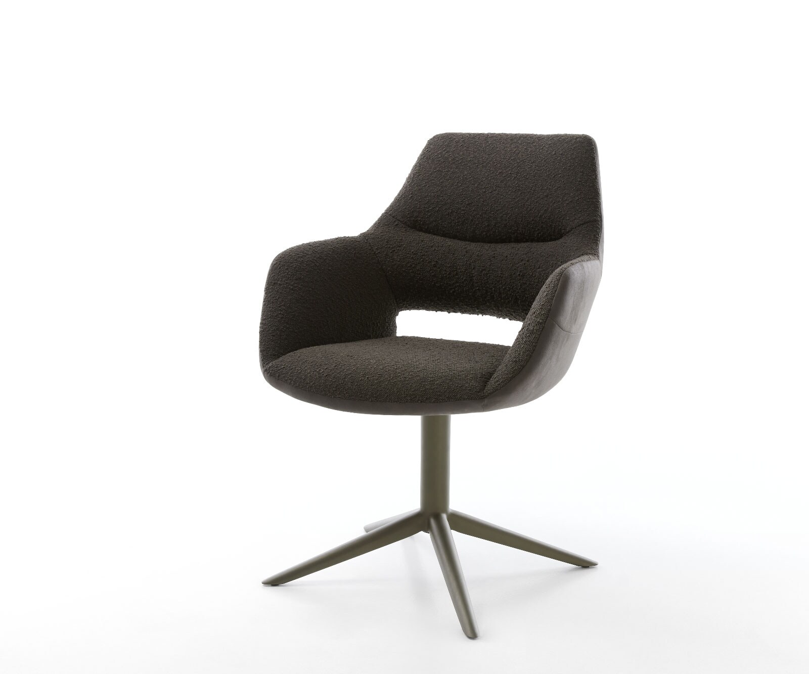 Draaistoel Yago-Flex met armleuning materiaalmix zwart kruispoot afwerking met titanium 360° draaibaar rocker-functie pocketveer kern