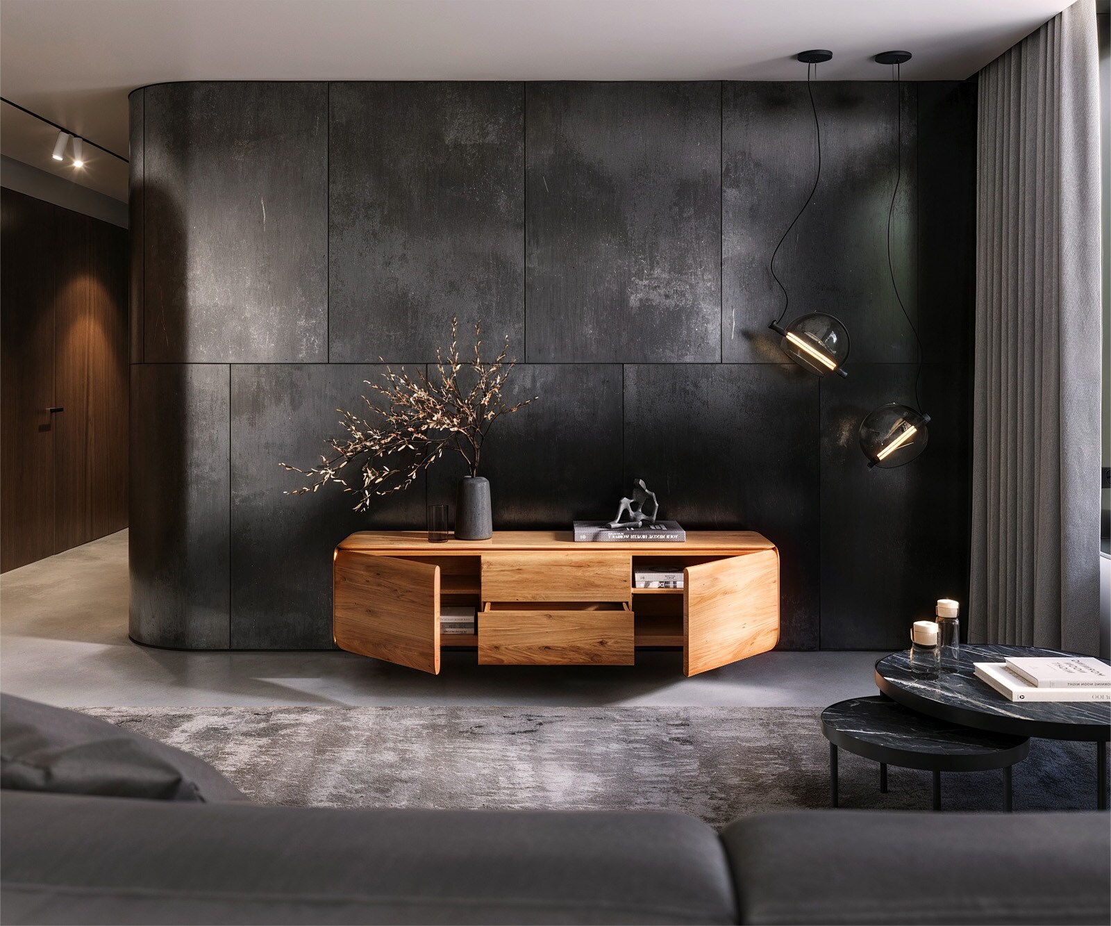 Tv-meubel Shavani 175 cm natuur acacia 2 deuren 2 laden zwevend 6 Tv-meubel Shavani 175 cm natuur acacia 2 deuren 2 laden zwevend 6