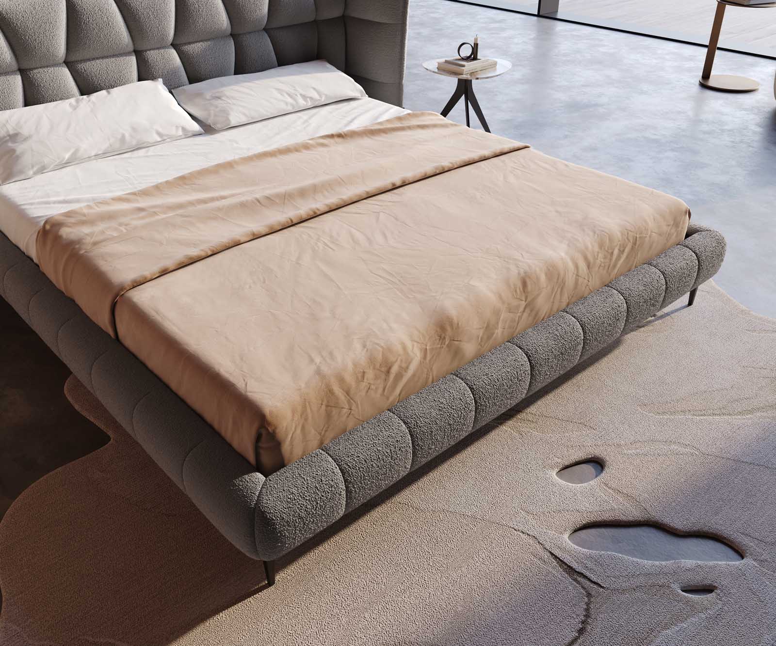 Bedframe Capujo 180x200 cm Bouclé zilvergrijs 5
