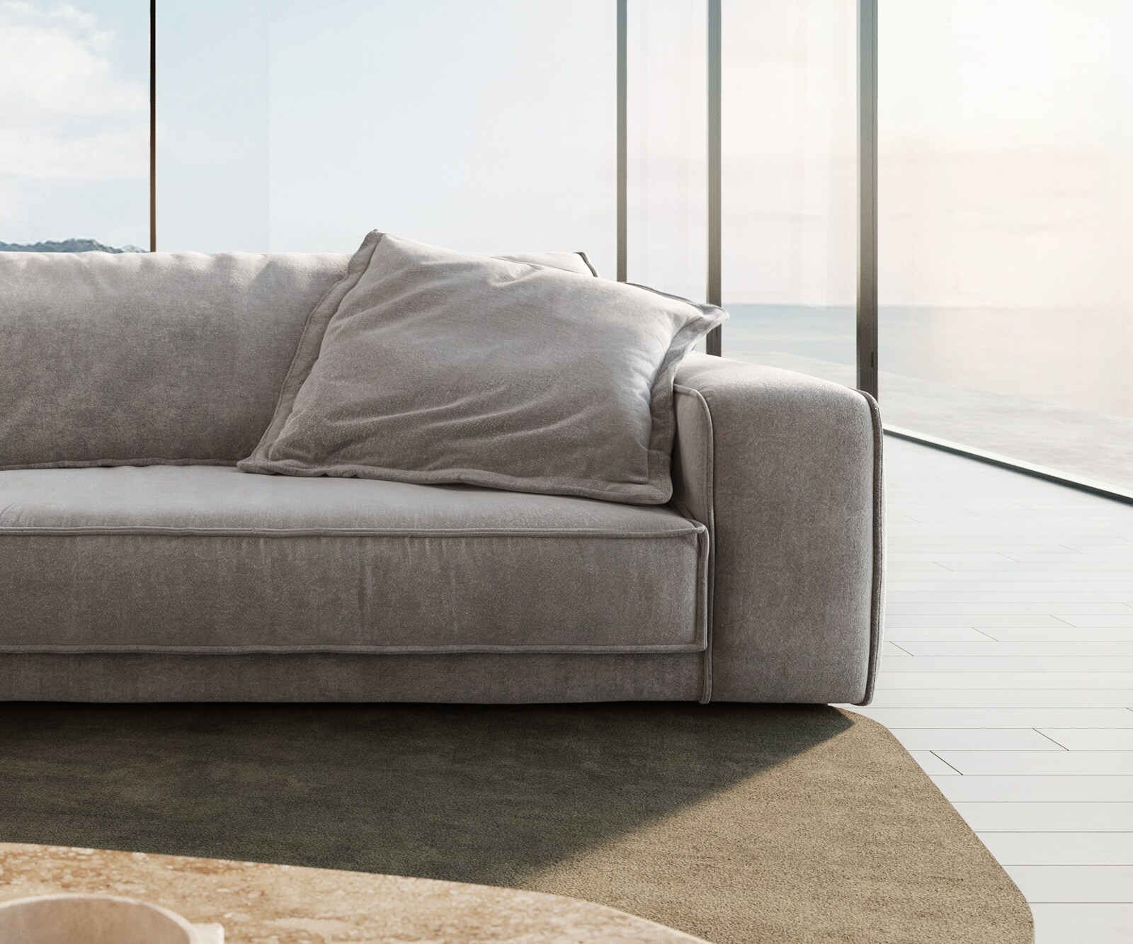 Big sofa Snoosh 400x150 cm vlakgeweven grijs Recamiere links 4 Big sofa Snoosh 400x150 cm vlakgeweven grijs Recamiere links 4