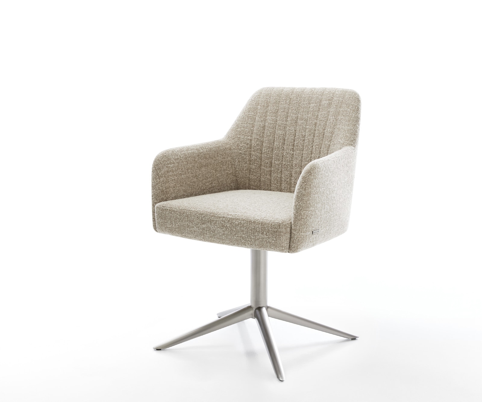 Draaistoel Greg-Flex geweven stof beige kruispoot roestvrij staal 360° draaibaar rocker-functie pocketveer kern 1