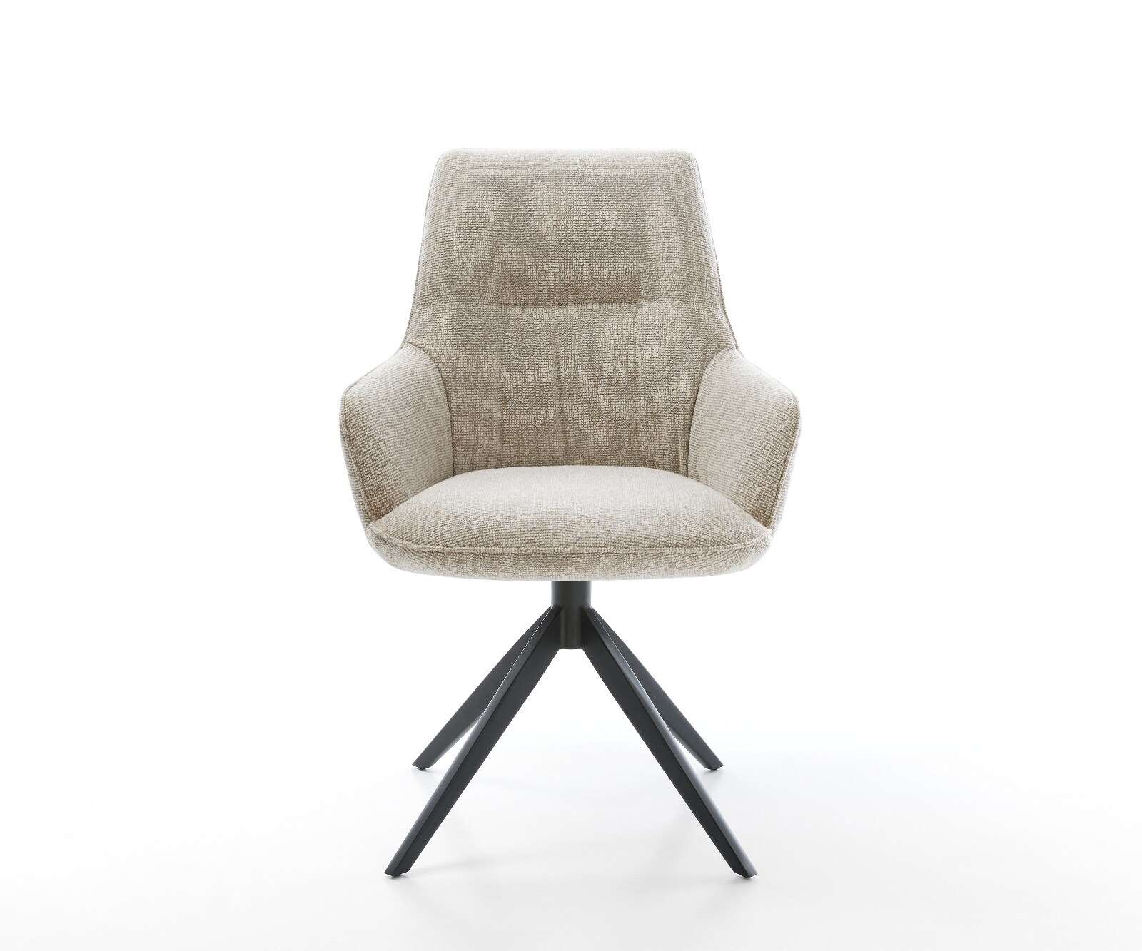 Draaistoel Zelia-Flex met armleuning geweven stof beige kruisframe breed zwart 360° draaibaar rocker-functie pocketveer kern 1