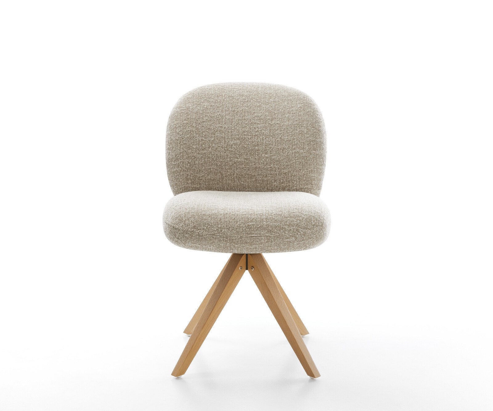 Draaistoel Nube-Flex geweven stof beige houten frame hoekig natuur 180° draaibaar pocketveer kern 2