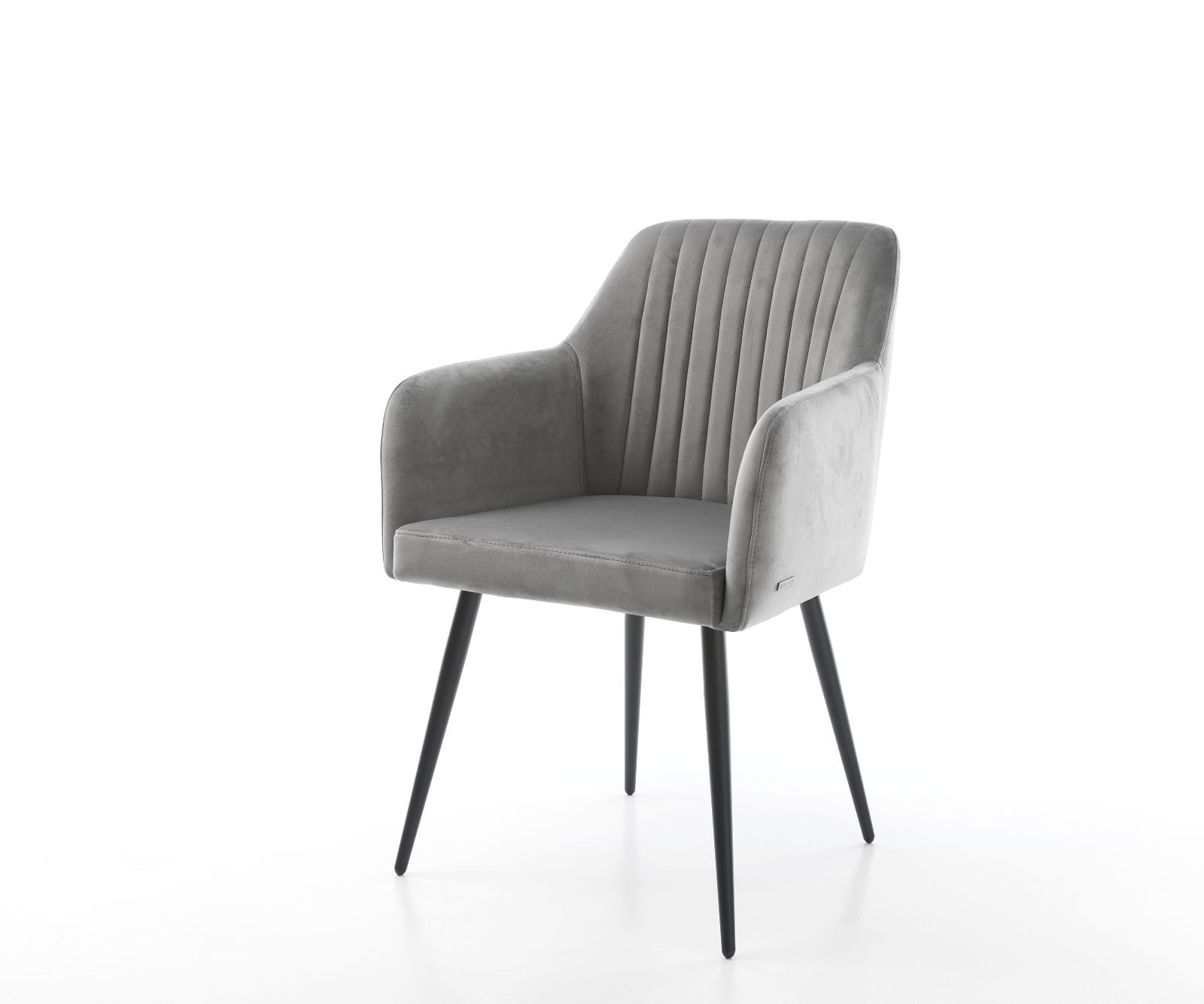 Eetkamerstoel Greg-Flex fluweel grijs 4-poot conisch zwart pocketveer kern Eetkamerstoel Greg-Flex fluweel grijs 4-poot conisch zwart pocketveer kern