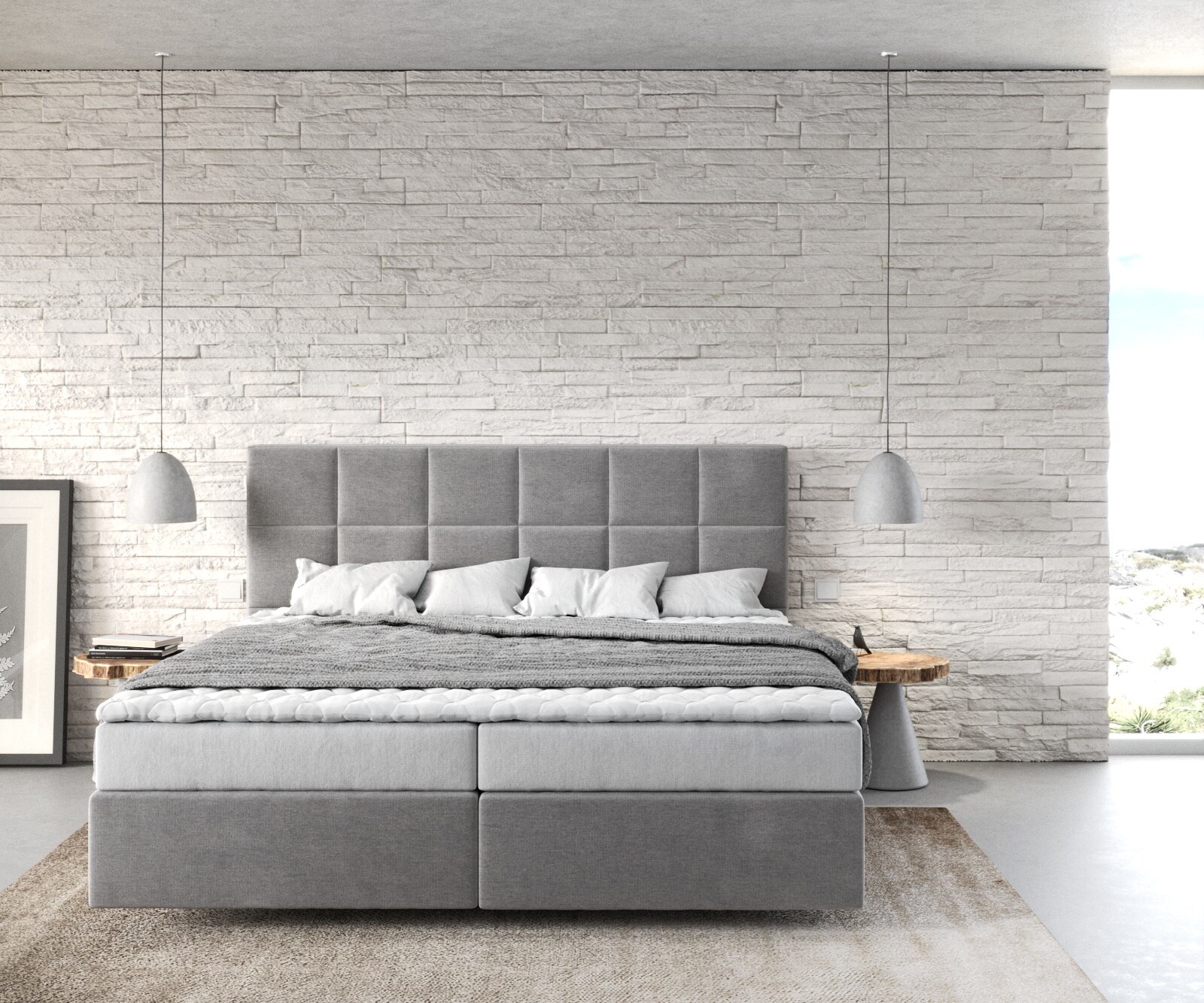 Boxspringbed Dream-Fine 180x200 microvezel grijs 1 Boxspringbed Dream-Fine 180x200 microvezel grijs 1