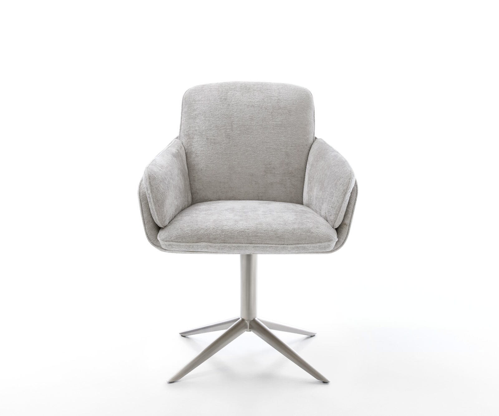 Draaistoel Luan-Flex met armleuning chenille zilver grijs kruispoot roestvrij staal 360° draaibaar rocker-functie 2