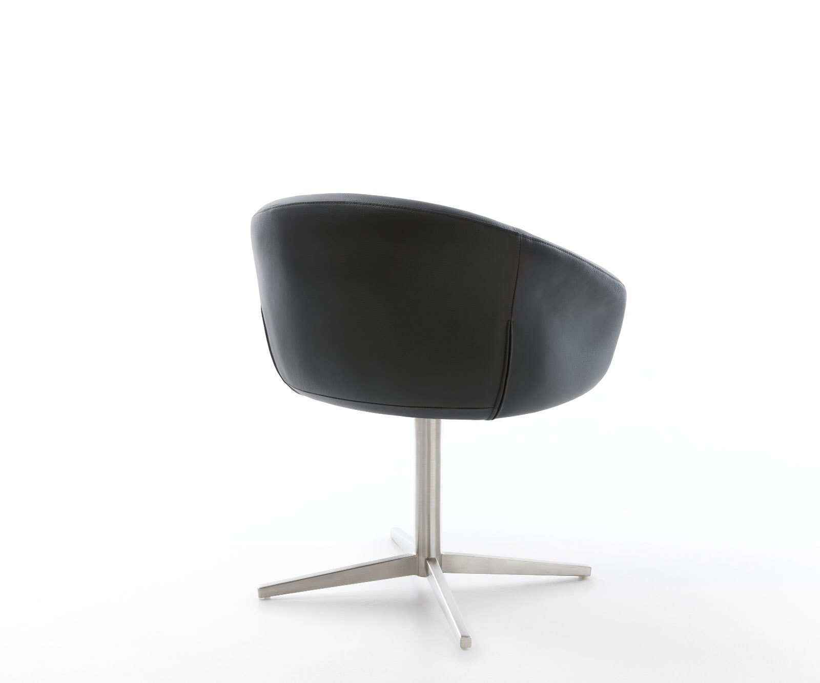 Draaistoel Vinka-Flex met armleuning echt leer zwart kruispoot roestvrij staal 360° draaibaar pocketveer kern 5