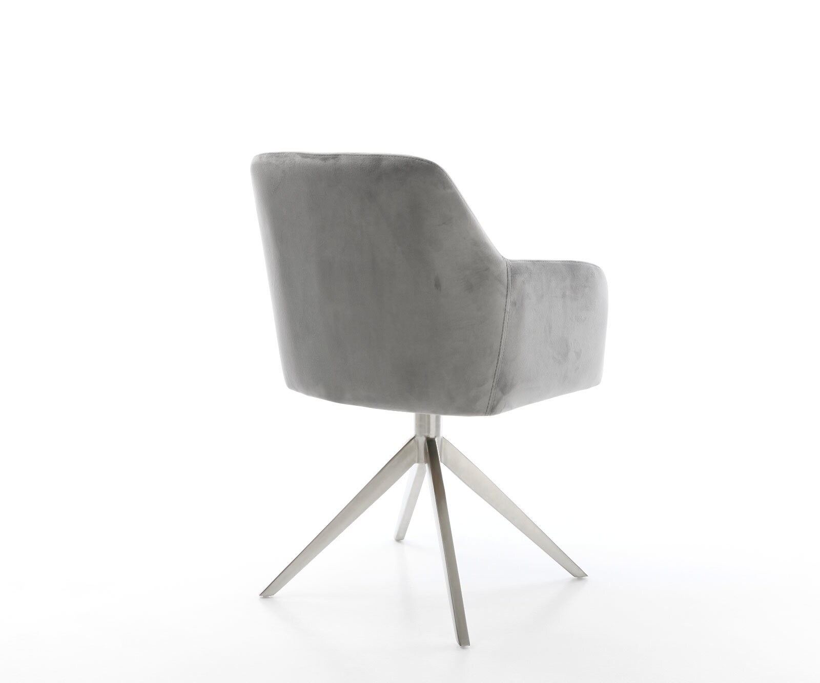 Draaistoel Greg-Flex fluweel grijs kruisframe breed roestvrij staal 360° draaibaar rocker-functie pocketveer kern 4