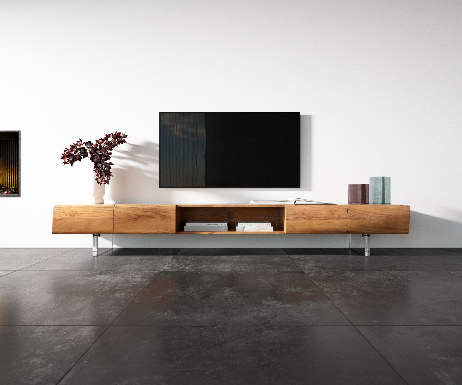 TV-meubel New Live-Edge 240 cm acacia natuur 4 deuren1 vak acrylpoot 3 TV-meubel New Live-Edge 240 cm acacia natuur 4 deuren1 vak acrylpoot 3