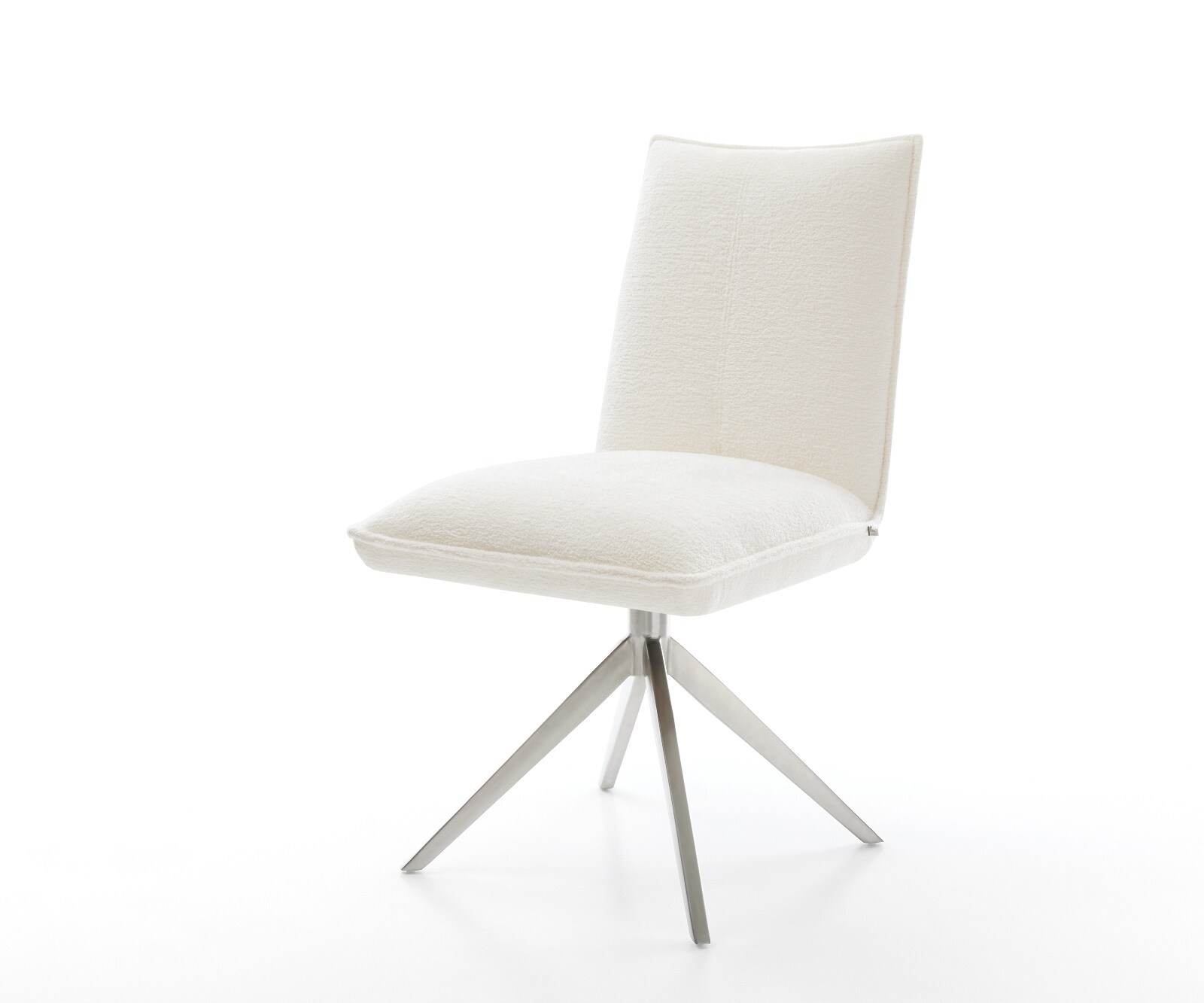 Draaistoel Lelio-Flex bouclé zacht beige kruisframe breed roestvrij staal 360° draaibaar rocker-functie pocketveer kern 1