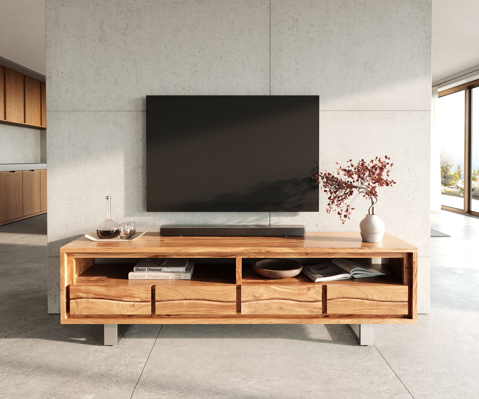 TV-meubel Live-Edge 190 cm acacia natuur 4 laden 1 TV-meubel Live-Edge 190 cm acacia natuur 4 laden 1